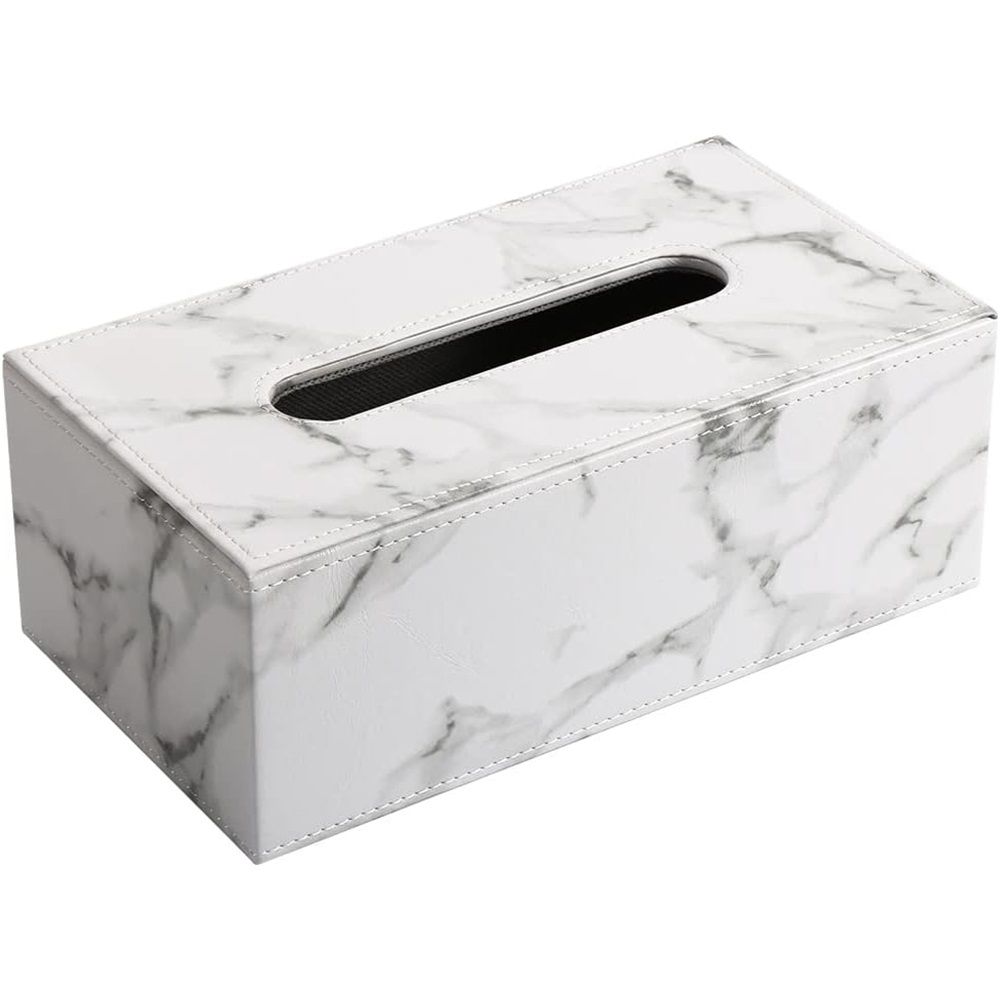 Leather Tissue Box Cover - Facial Tissue Paper Napkin Holder for Bathroom, Home, Office, Car Automotive Decoration with Magnetic Bottom(Gray Marble) large size โ image 2