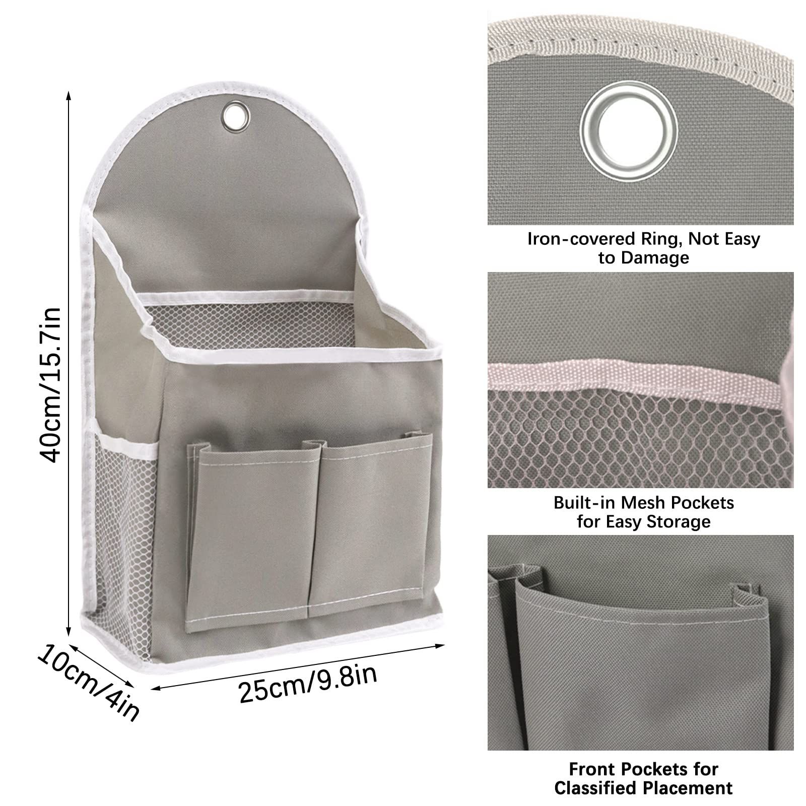 2pc Fabric Wall Organizer, Waterproof Hanging Bag for Closet Door Bedroom Bathroom Office Home Kitchen(Grey) — image 4