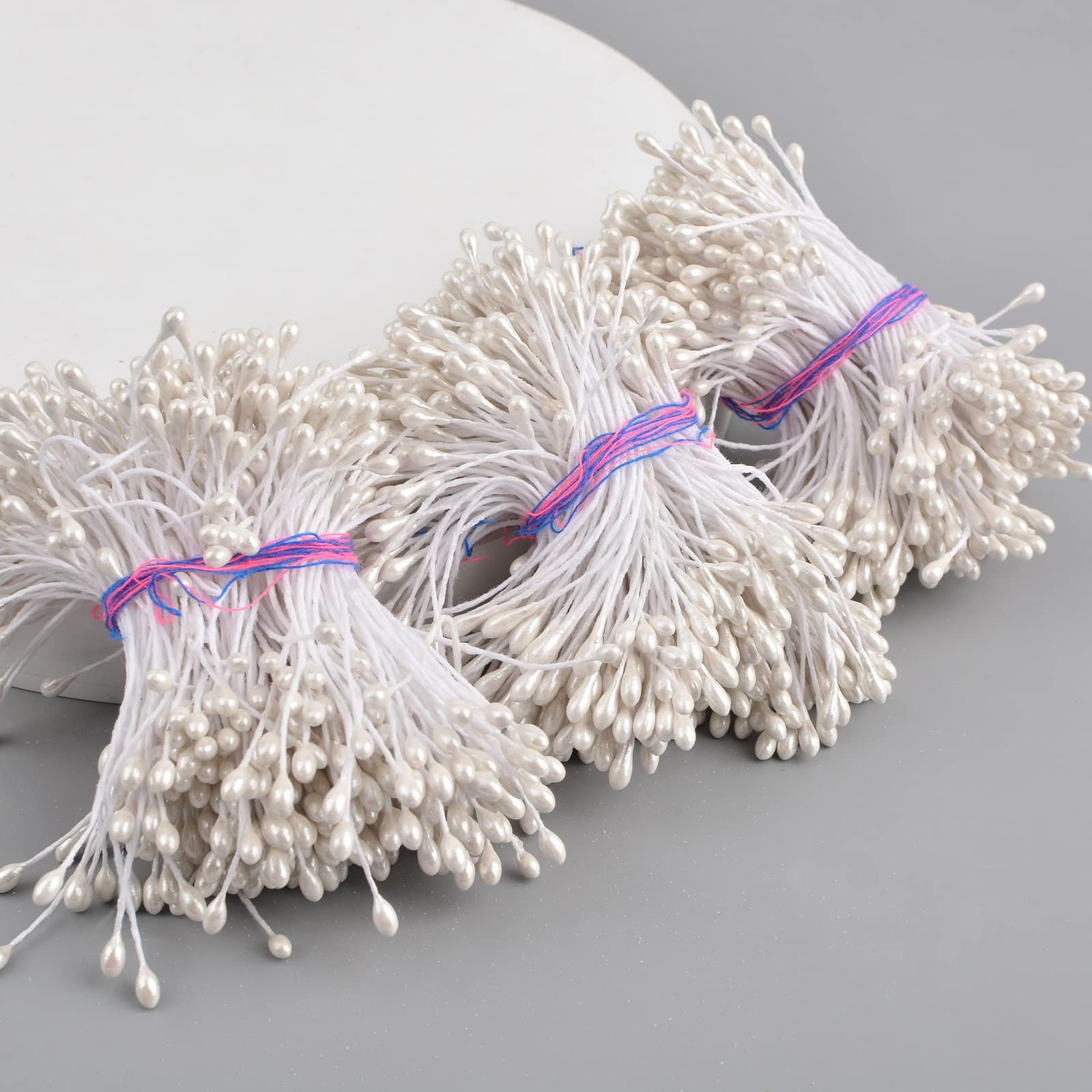 Stamens for Crafts, 1800 Pcs Stamens for Artificial Flowers DIY Wedding Party Home Scrapbook Decoration,White — image 2