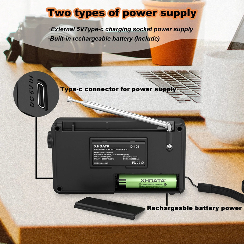 Stereo Digital Portable Radio Black — image 4