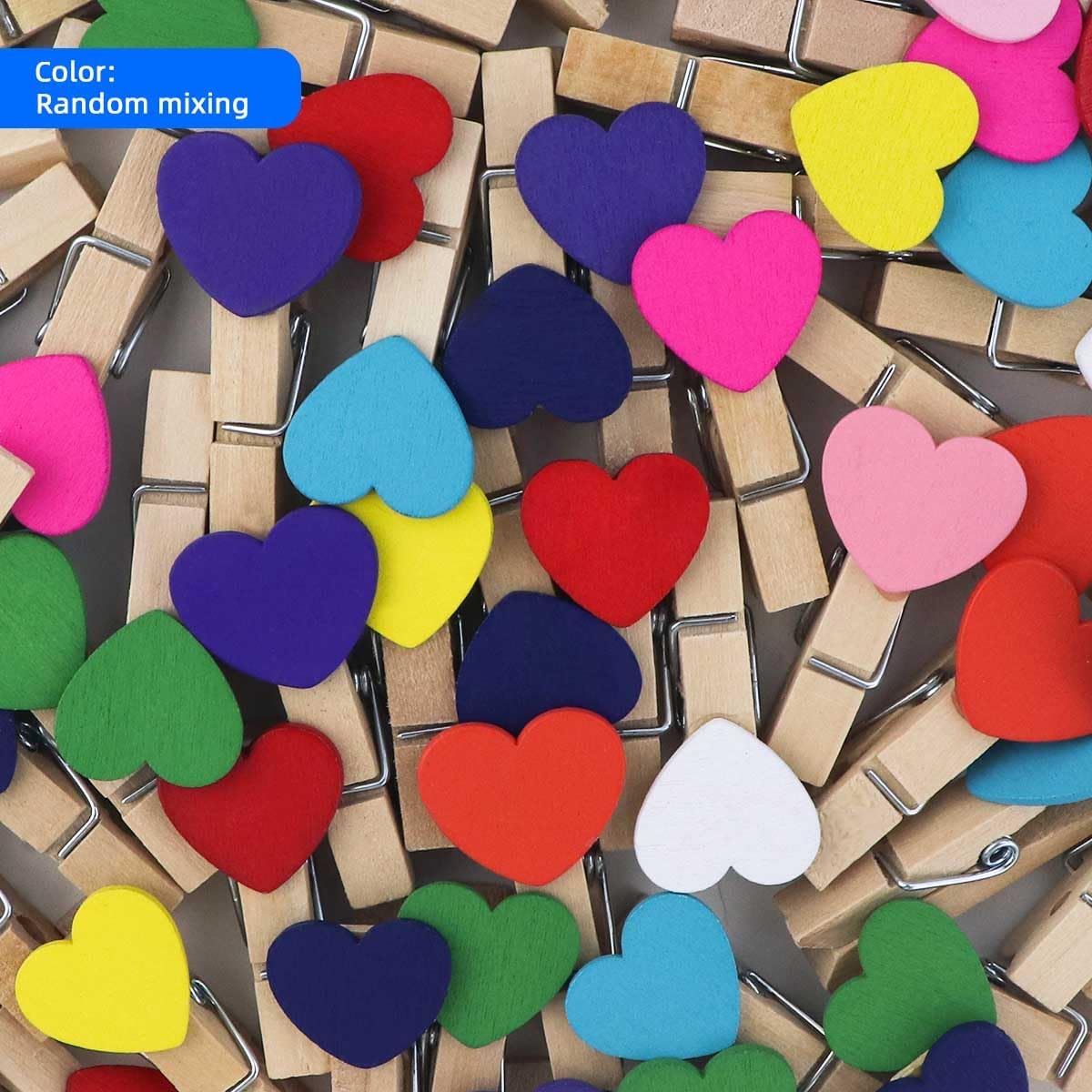 80 Pieces Wooden Heart Clothespins Mini Photo Clips Colorful Small Clothes Pins for Crafts Picture Paper Hanging Natural with Jute Twine Wedding Party Photos — image 5