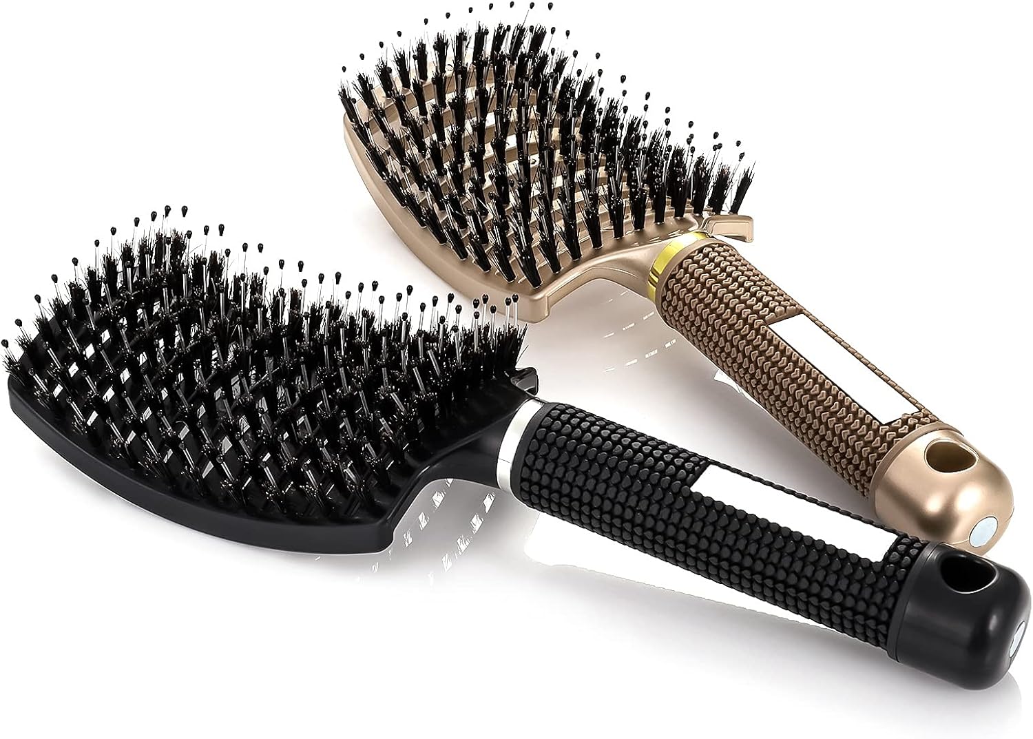 2 Pack Boar Bristle Hair Brush, Curved and Vented Detangling Hair Brush for Women Long, Thick, Thin, Curly & Tangled Hair Vent Brush Paddle Brush โ image 2