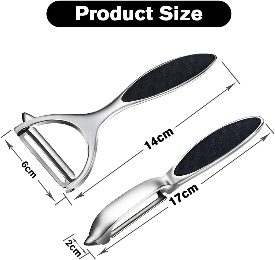 Potato Peelers, Vegetable Peeler for Kitchen Stainless Steel Y Shape Swivel Peelers, Carrot, Fruit, Ergonomic Non-Slip Handle and Sharp Blade with 2 Oranges — image 2