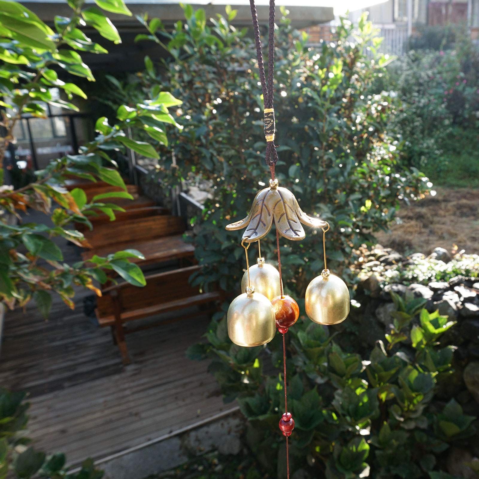 Lucky Wind Chimes Feng Shui Wind Bell for Good Luck Home Garden Hanging Decoration Gift (Leaf style) — image 3