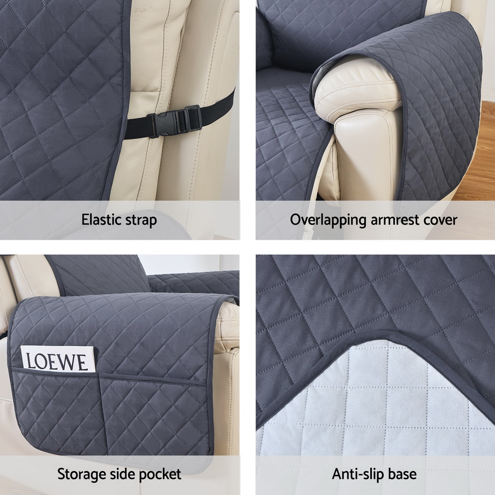 Artiss Recliner Chair Cover Water Repellent Non Slip Grey โ image 6