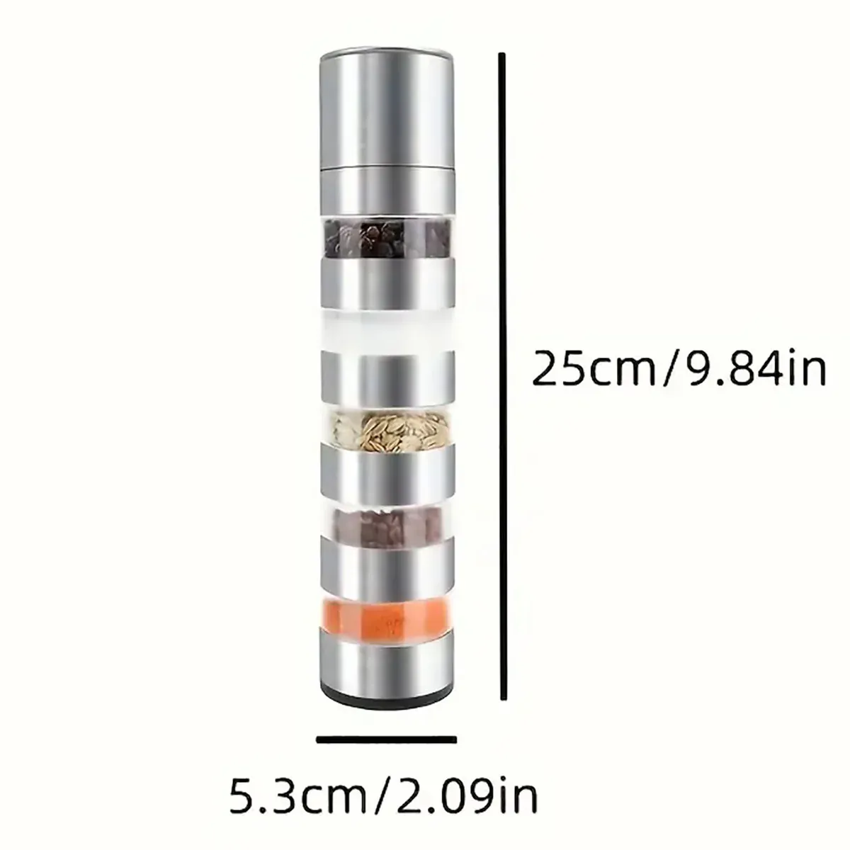 5 in 1 Stainless Steel Salt and Pepper Grinder Manual Spice Grinder Bottle Kitchen — image 3