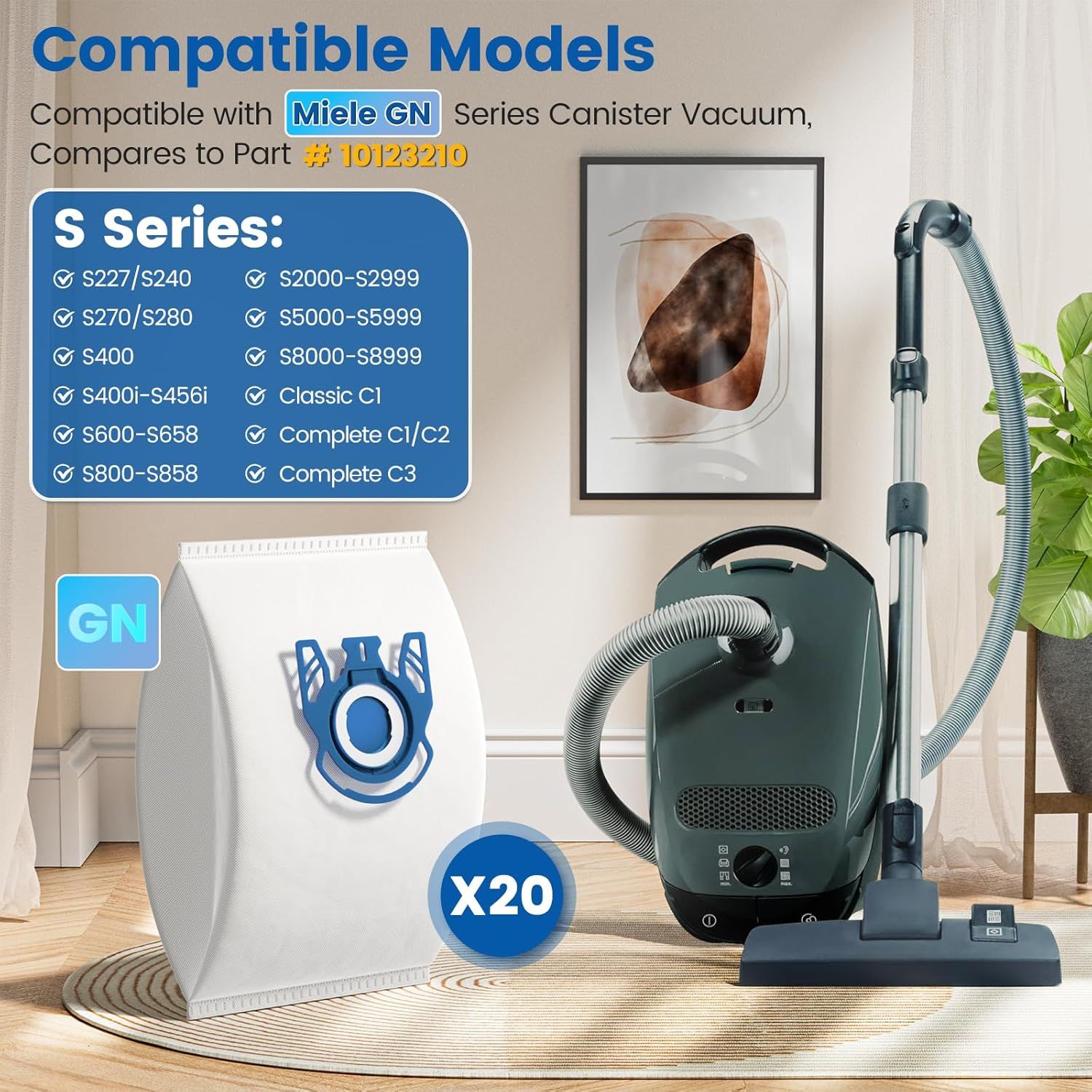 20 Pack 3D Airclean GN Vacuum Bags Compatible with Miele Classic C1, Complete C2, Complete C3, S227 S240, S270, S400, S2, S5, S8 Series Canister Vacuum Cleaner — image 3