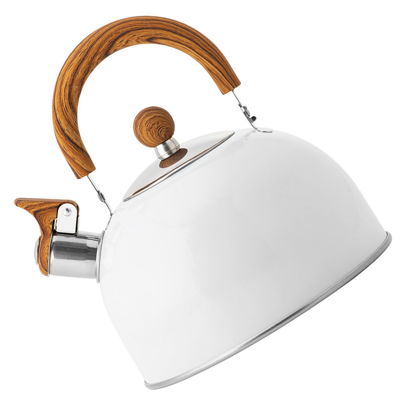 Whistle Kettle Stovetop Stainless Steel Foldable Handle Kitchen Supplies 2.5L White โ image 3
