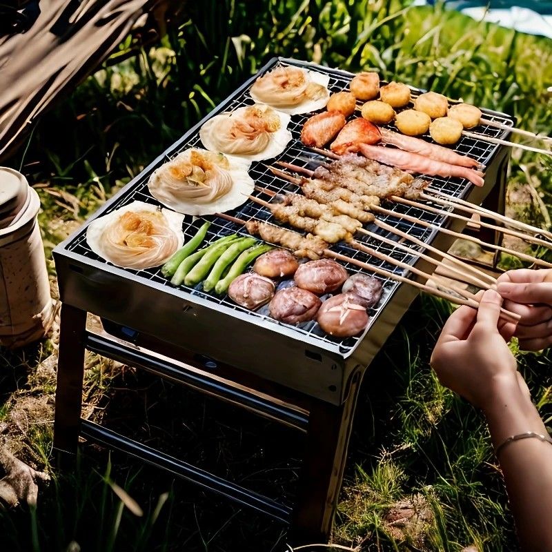 Weekend Essential Portable Foldable BBQ Grill Home & Camping Heavy Duty Steel No Assembly Required(Grand Kurogane.) — image 5