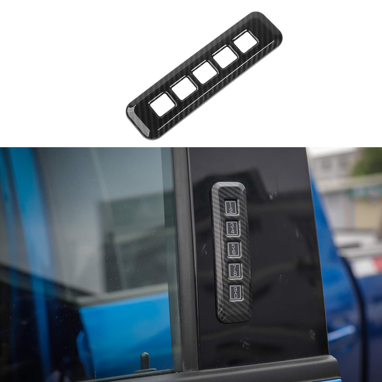 Carbon fiber pillar door lock password decoration door password lock cover frame interior modification patch sequin strip โ image 3