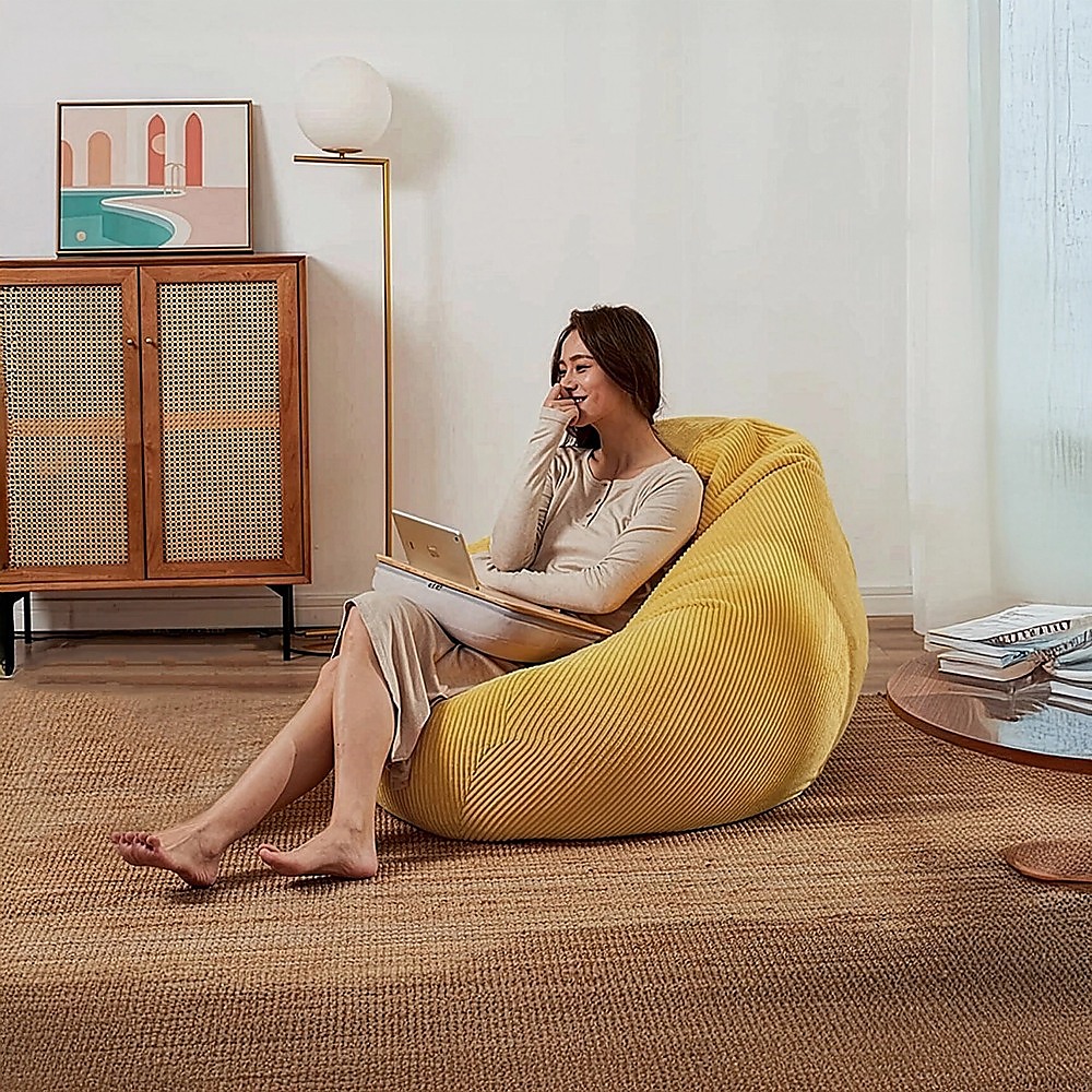 Jumbo Cord Beanbag Chair Cover Unfilled Large Bean Bag - Mustard โ image 3