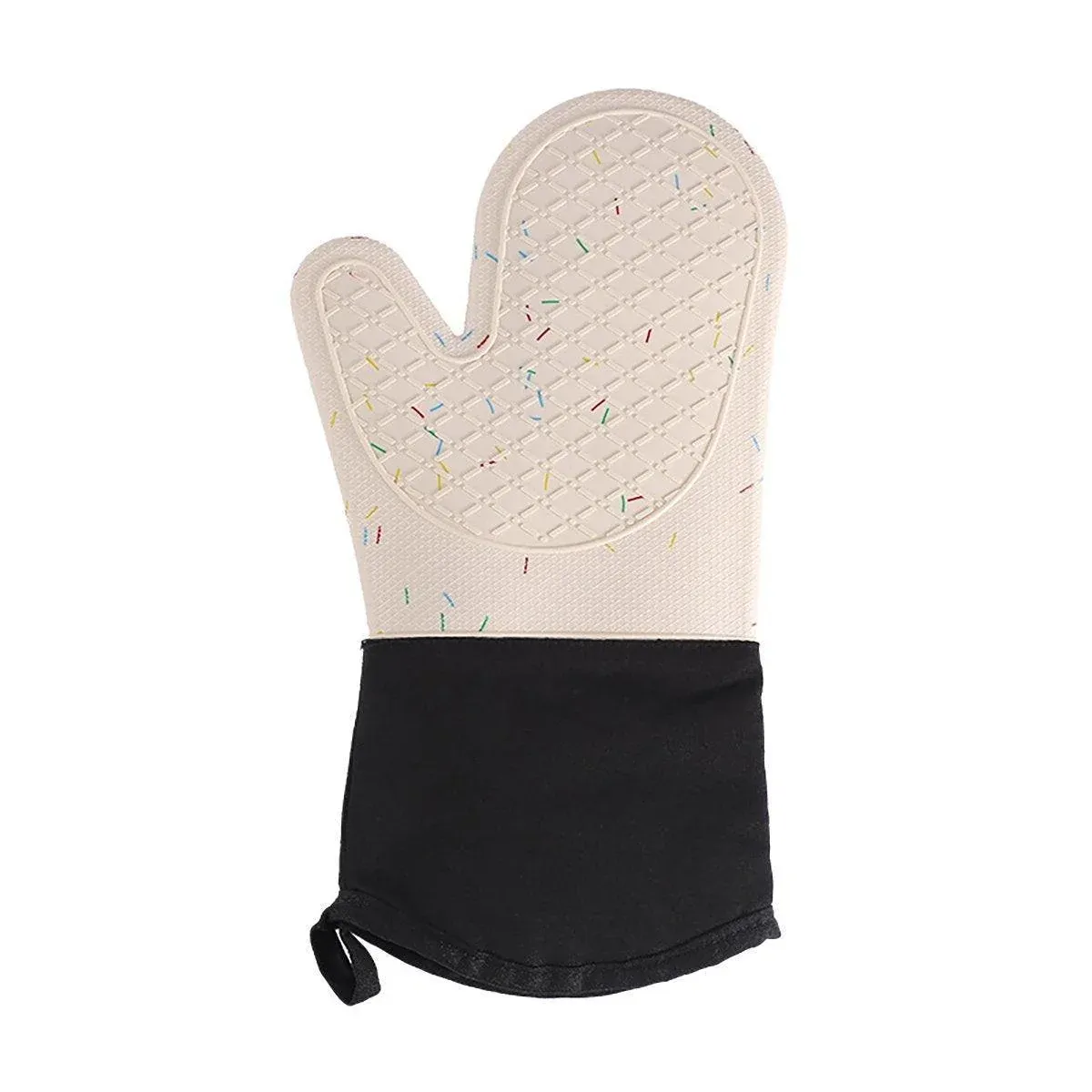 Silicone Oven Mitts Long Heat Resistant Anti-Hot Microwave Insulation Gloves - Black