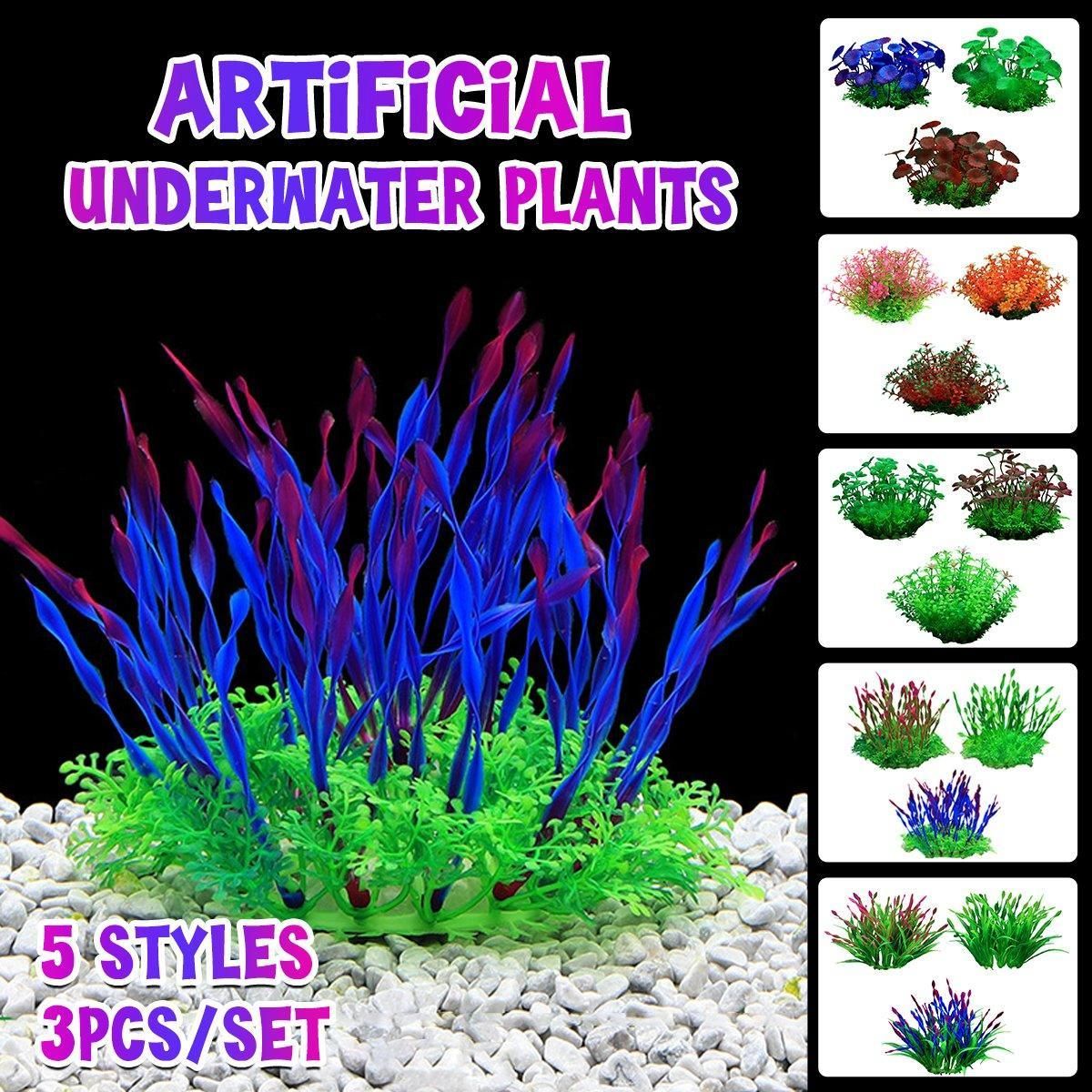 Artificial Water Grass Fish Tank Decoration Aquarium Landscape Simulation Plants - 01-3PCS โ image 2