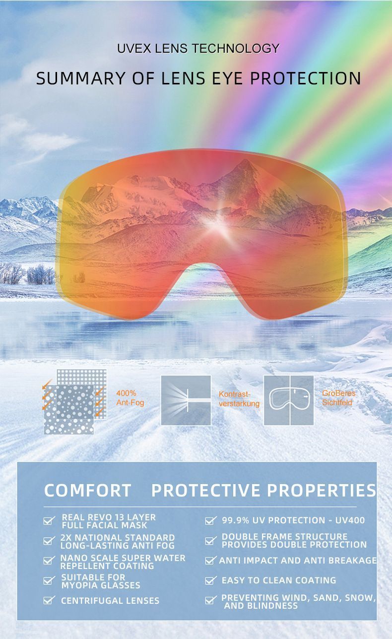 Outdoor Spherical Ski Goggles, Anti UV Anti-Fog Snow Sports Protective Glasses, Windproof Snowboarding Eyewear, Black Strap Gradient Lens ā image 4