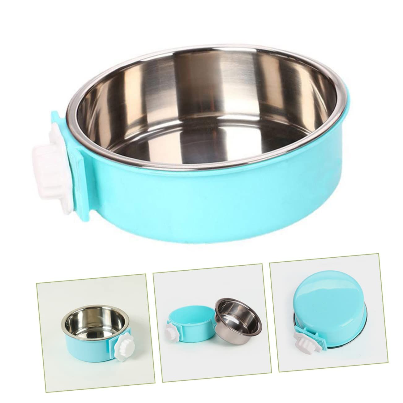 Pet Food Bowl Cage Adorable Puppy Bowl Stainless Steel Crate Bowl Stainless Steel Dog Bowls Dog Food Bowl Puppy Kennel Cat Blue — image 2