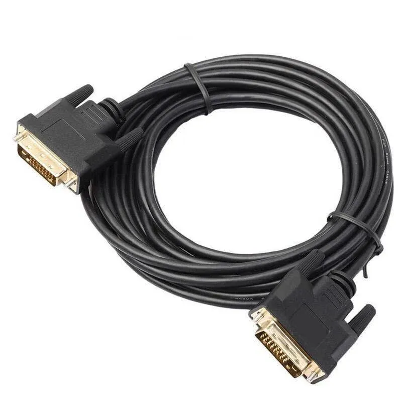DVI Black Cable Male DVI-D for LCD Monitor Computer PC Projector DVD Cord Lead - 5M