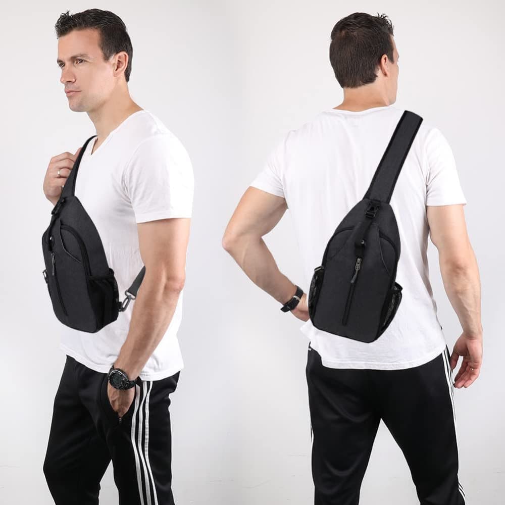 Multifunctional Shoulder Crossbody Chest Backpack with Headphone Jack, Unisex for Hiking Traveling Climbing, Red — image 6