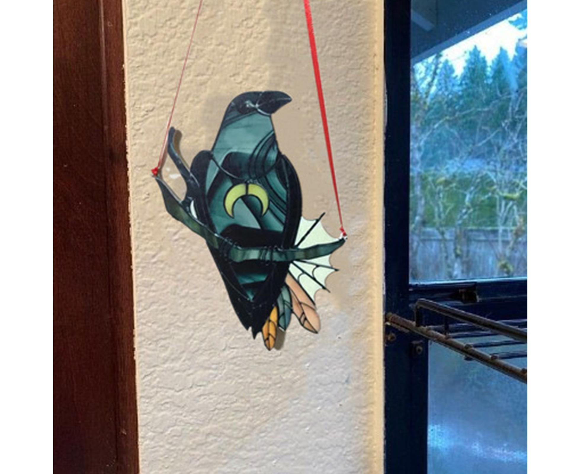 Pendant Crow Pattern Landscaping Ornaments Acrylic Door Wall Hanging Ornaments for Home-Black — image 3