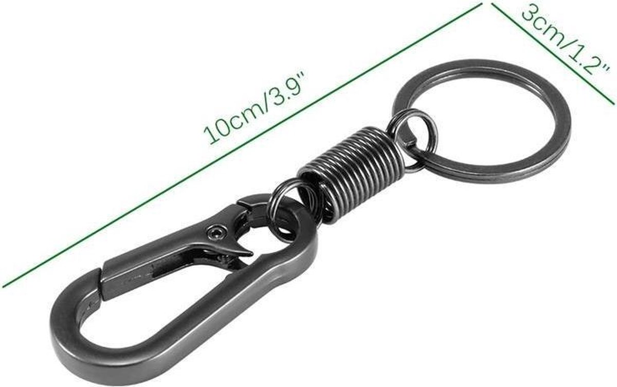 Keychain - Carabiner - Hook Shape Keychain - Hook - Rings - Stainless Steel - Gift - Black — image 2
