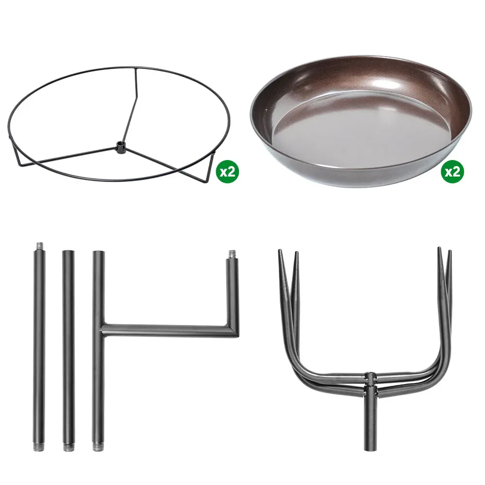 Bird Bath and Feeder Double 12Inch Bowls Metal Bird Feeder Birdbaths Freestanding Bird Bath Stand with Stakes for Garden Outdoors Decor Large Capacity โ image 6