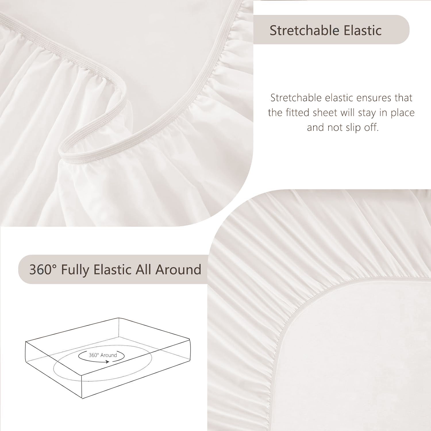 Hotel Soft Bed Sheet Set- Bedding Sheets & Pillowcases -Breathable Bedding - Wrinkle, Fade, Stain Resistant-Deep Pocket Flat Fitted Bed Sheet Set(White,Single) — image 6
