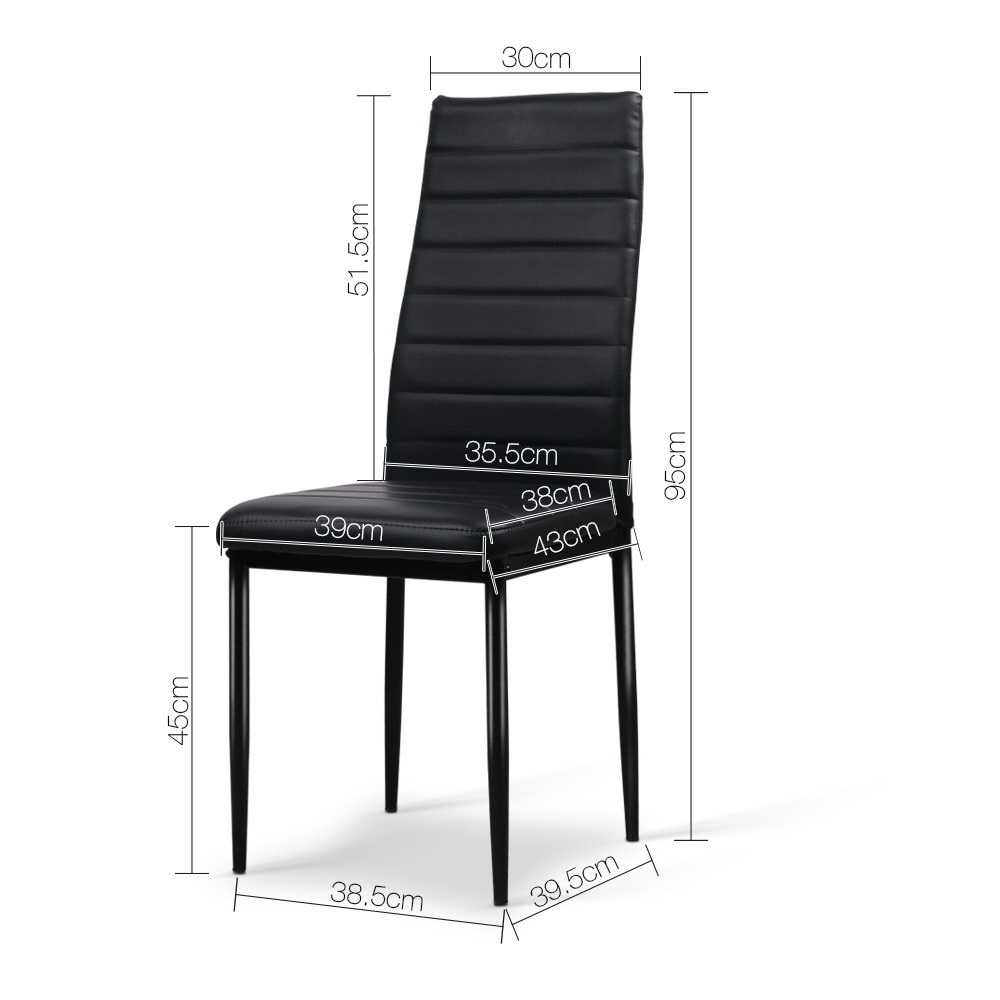 Artiss Dining Chairs Set of 4 Leather Channel Tufted Black โ image 2