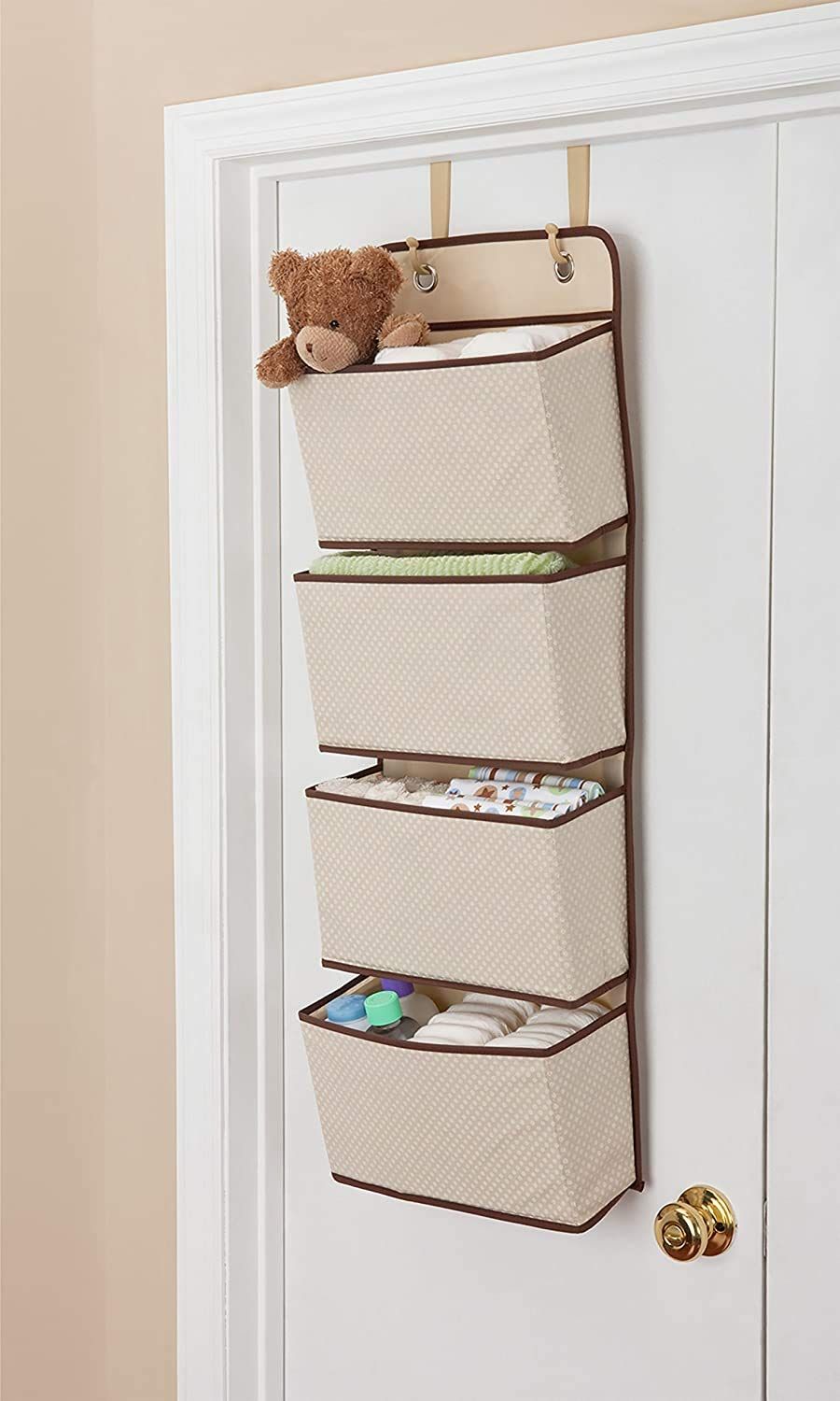 Children 4 Pocket Over The Door Hanging Organizer - 2 Pack, Easy Storage/Organization Solution - Versatile and Accessible, Beige — image 2