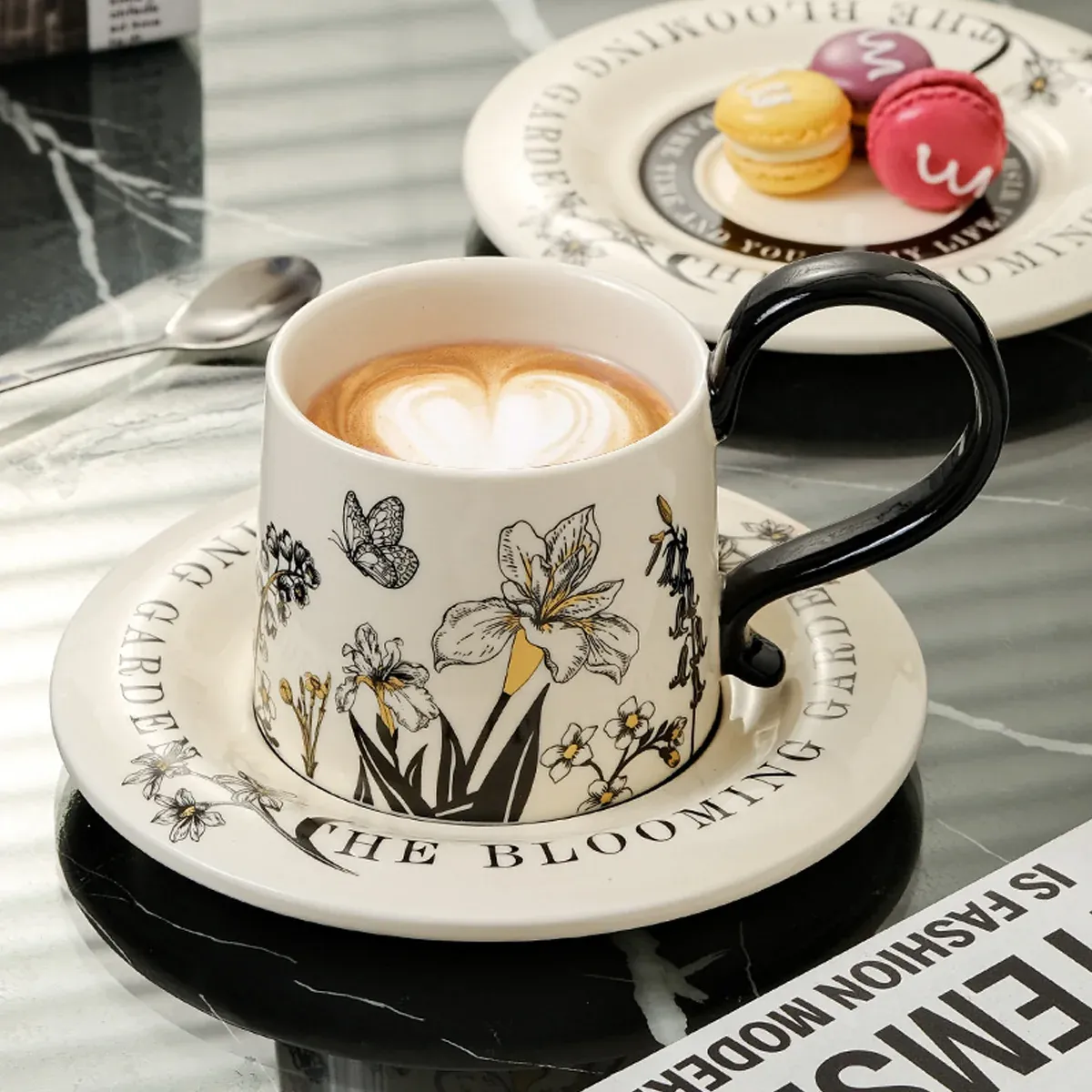 Vintage Ceramic Coffee Cup and Saucer Set Elegant Luxury Mug Gift Home Use โ image 6