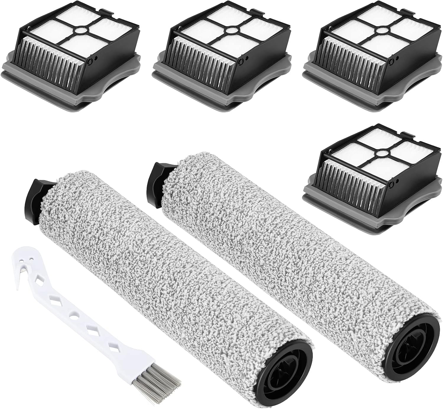 2+4 Pack iFloor 3/ S3 Brush Roller and HEPA Filter Set Compatible with Tineco iFloor 3/ Floor One S3 Cordless Vacuum Cleaner, 2 Pack Brush Rollers + 4 Pack