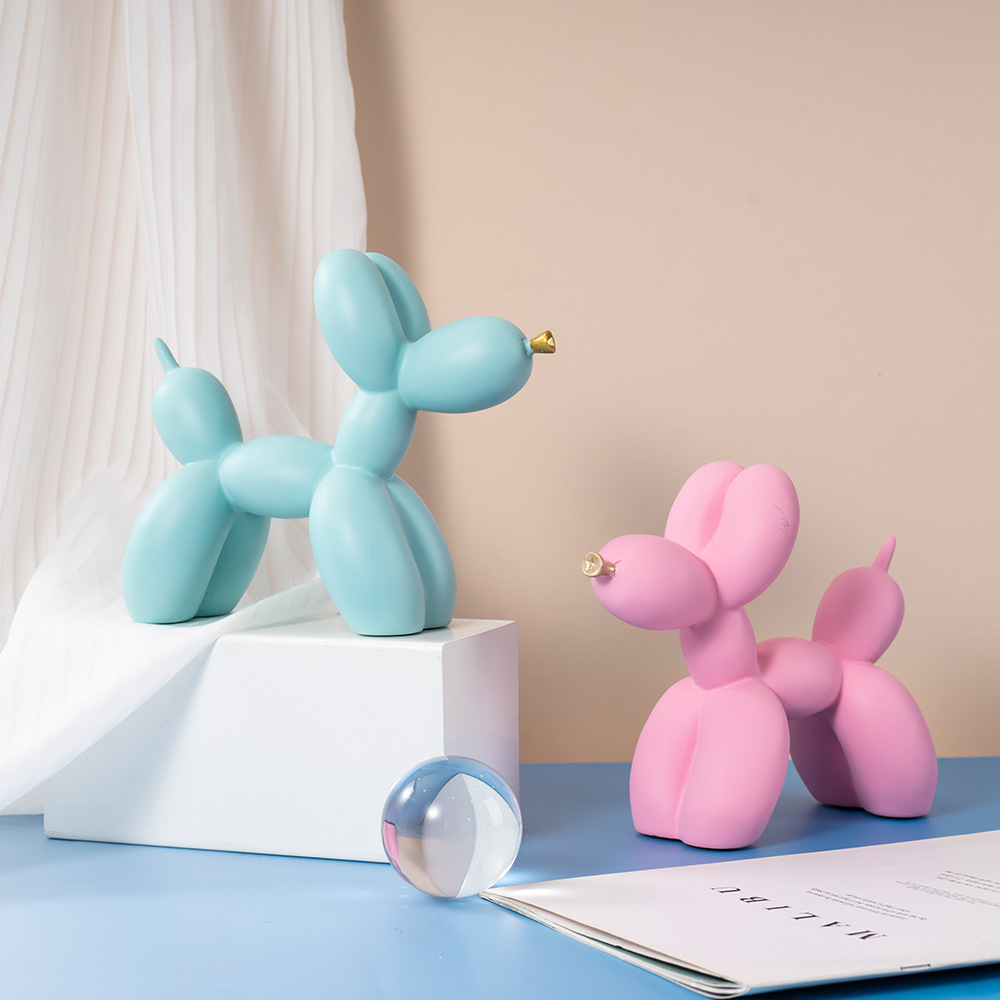 Light Pink Modern Resin Balloon Dog Sculpture - Playful Art Figurine with Golden Snout Accent โ image 5
