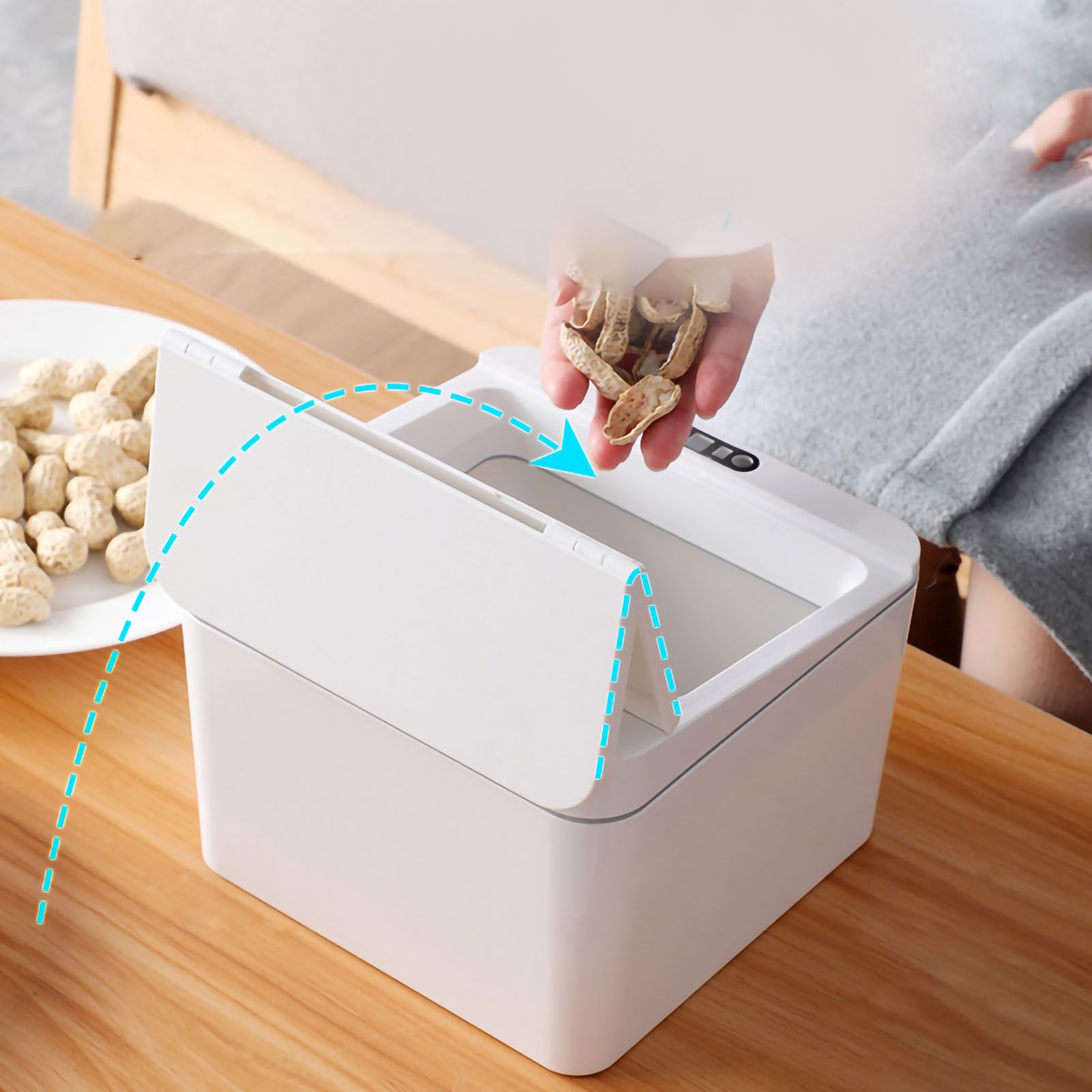 Smart Sensor Trash Waste Can Multifunctional Electric Induction Storage Bin for Desktop Car White โ image 2