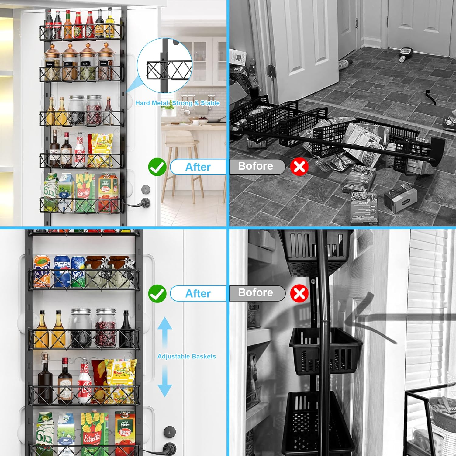 6 Tier Adjustable Baskets Over Door Pantry Organiser for Home Kitchen — image 4