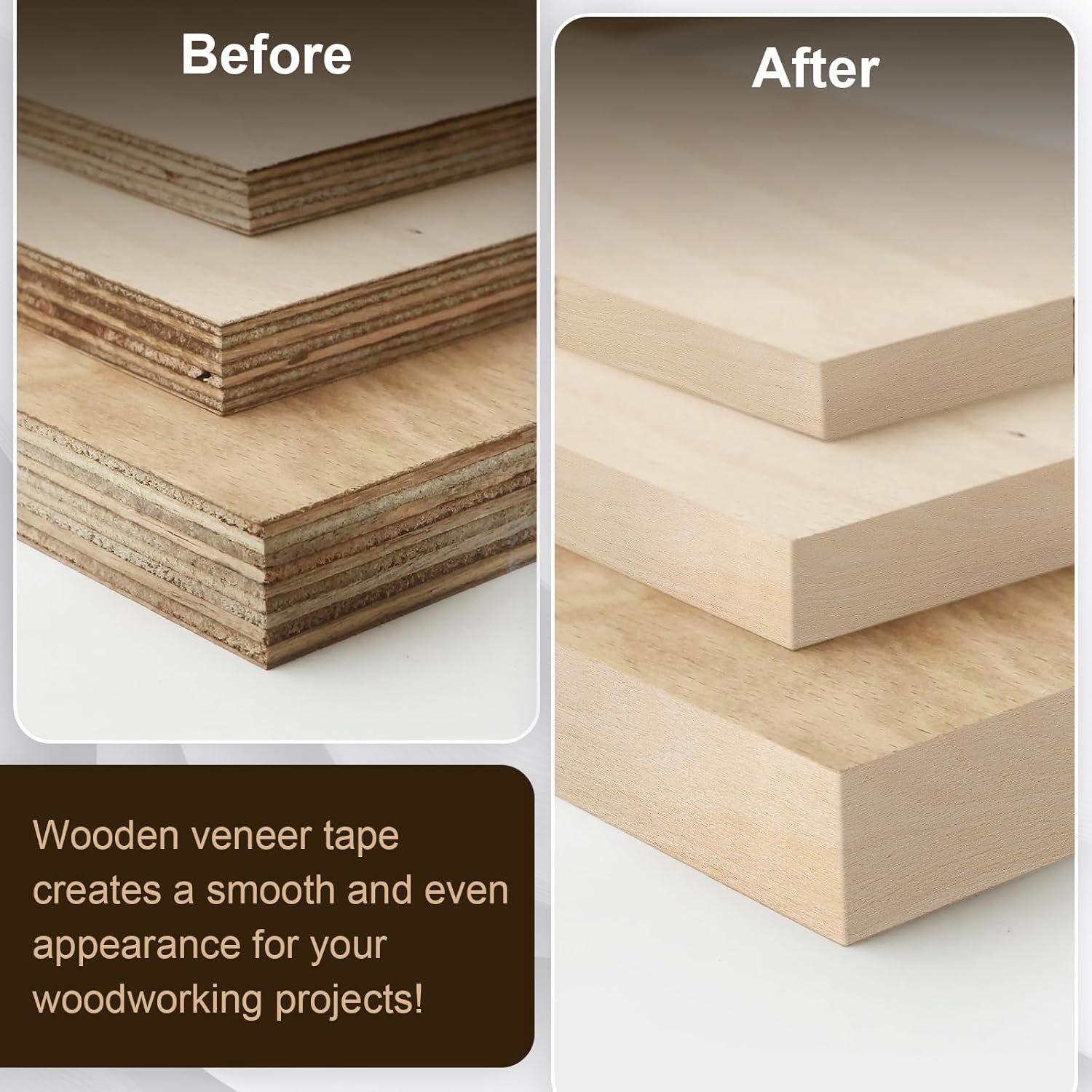 Biaungdo Birch Edge Banding 7/8 Inch x 50ft, Wood Veneer Roll Tape Banding Pre-Glued, Iron-on Veneer Edging Band Strips for Cabinet, Furniture Restoration — image 4