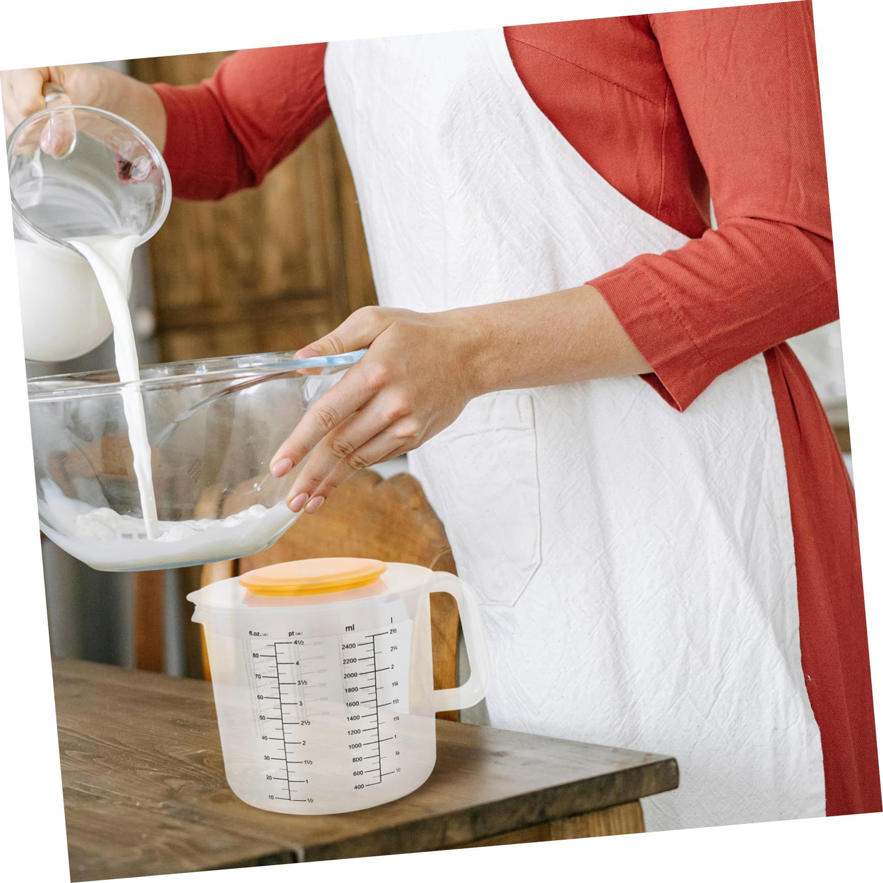 Baking Measuring Cup Mixing Bowl with Scale Salad Bowl with Lid Measuring Cup Baking Tool ( White ) Graduated Mixing Bowl โ image 4
