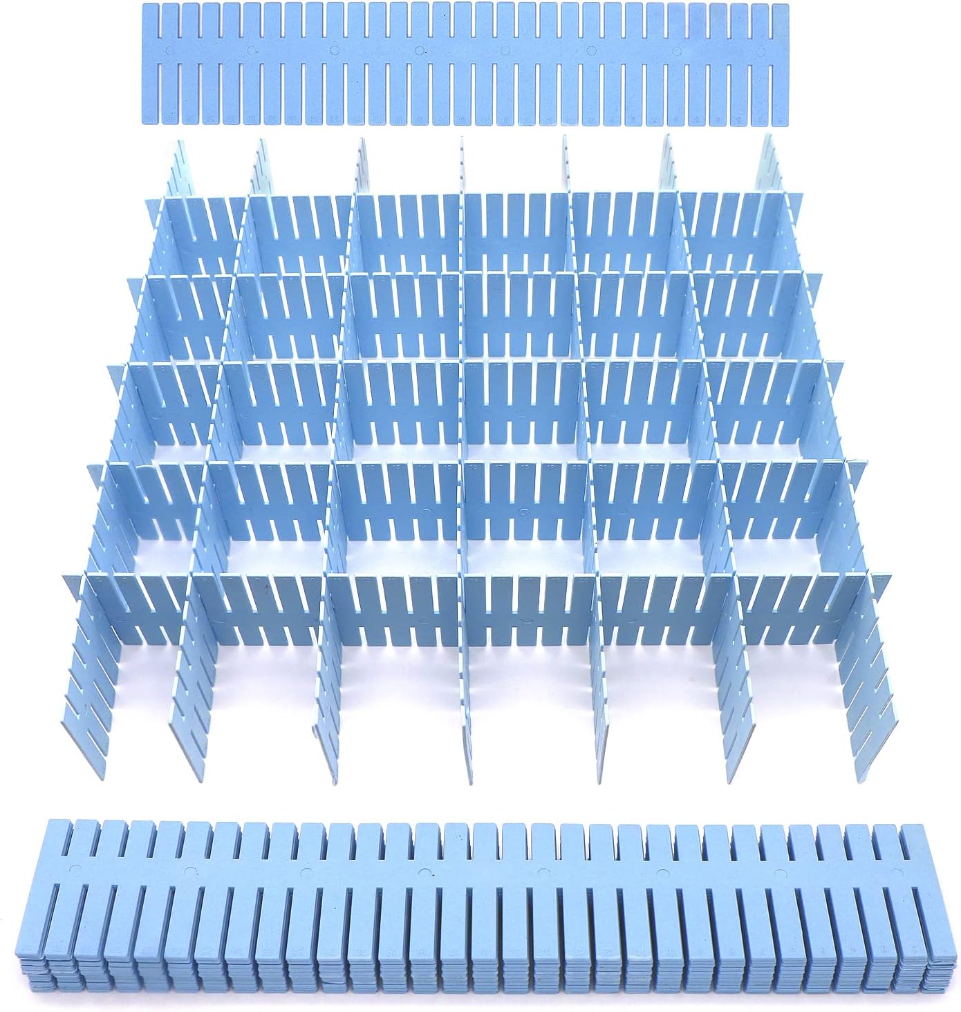 8 Pieces Wall-Mounted Underwear and Sock Organiser with Compartments for Wardrobes, Drawers and Space-Saving Clothing, 47 × 7cm, Blue