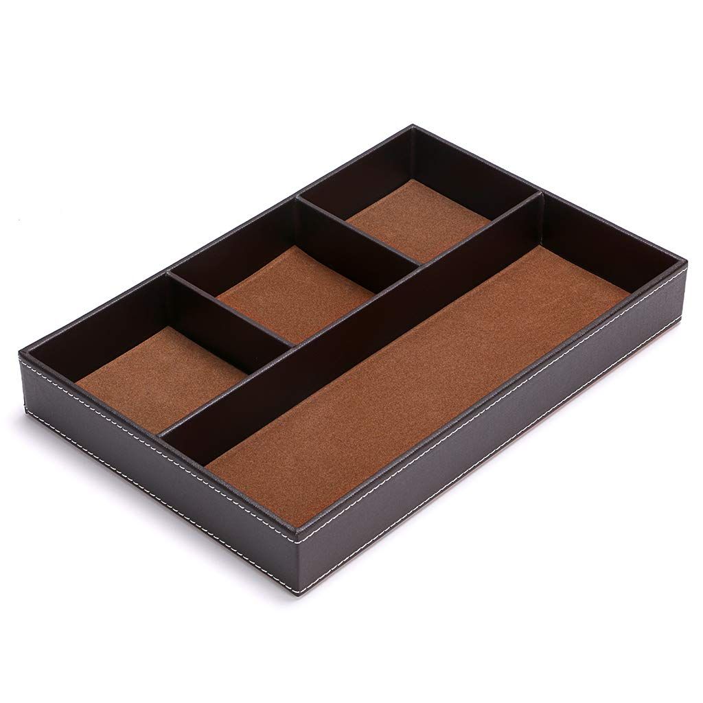 Organizer Divider for Office Desk Supplies Value Collection and Accessories Multi-Purpose Storage Desktop Organizer Tray(Brown)