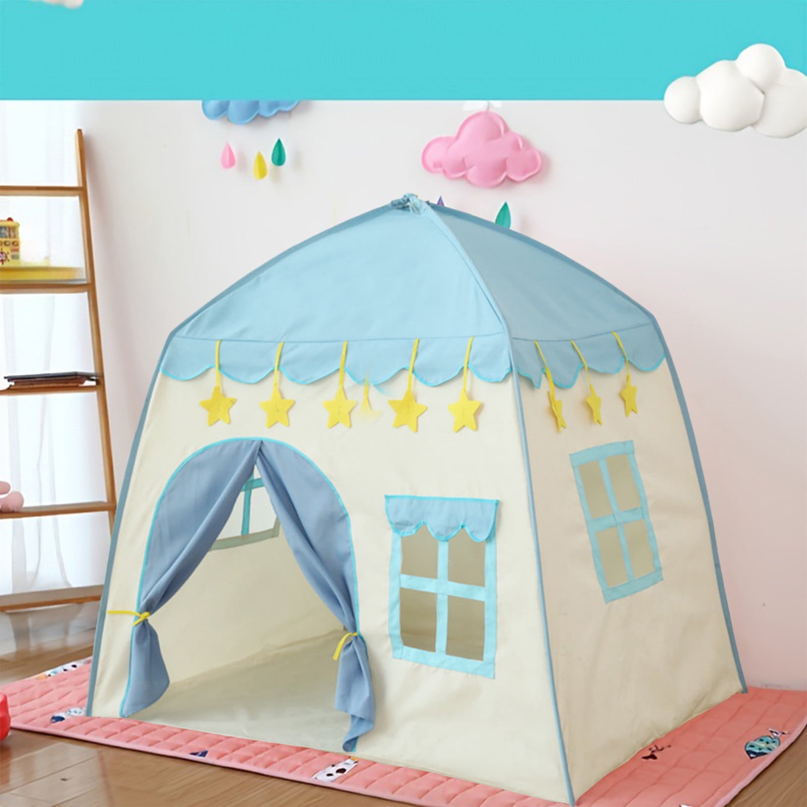 Cute Princess Tent for Girls, Princess Castle Play Tent Playhouse for Children Indoor and Outdoor Fun, 51"x 40" x 51 Blue — image 6