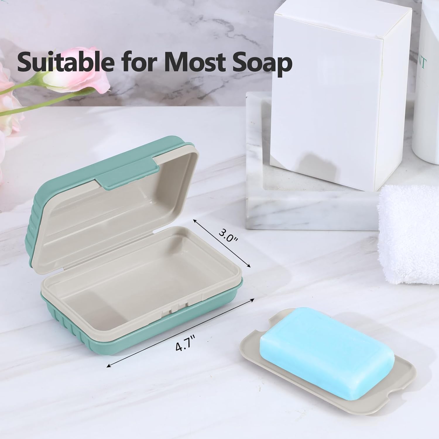 Soap Holder, Soap Dish 1 Pack, Bar Soap Holder for Shower, Travel Soap Case with Lid for Gym, Camping Essentials, Travel Size Toiletries, Portable, Leakproof โ image 2