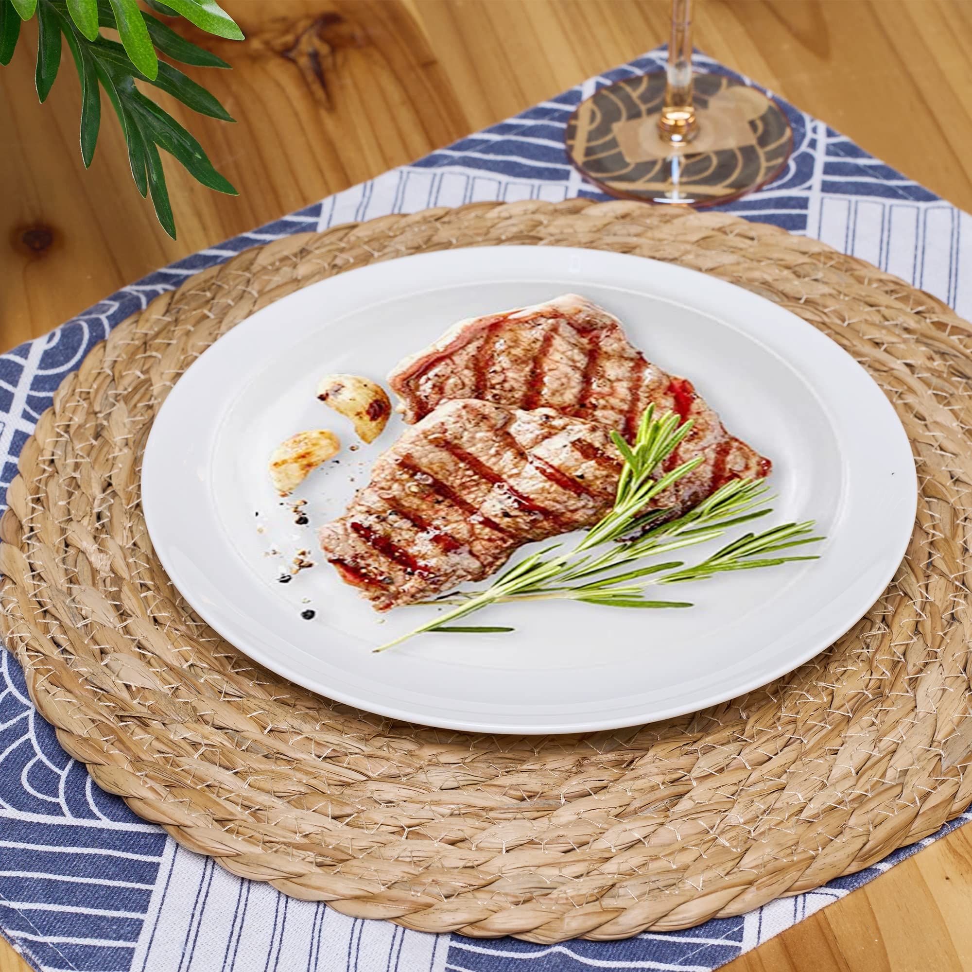 6pcs 11cm Round Rattan Placemats,Natural Hand-Woven Water Hyacinth Placemats,Farmhouse Weave Place Mats — image 3
