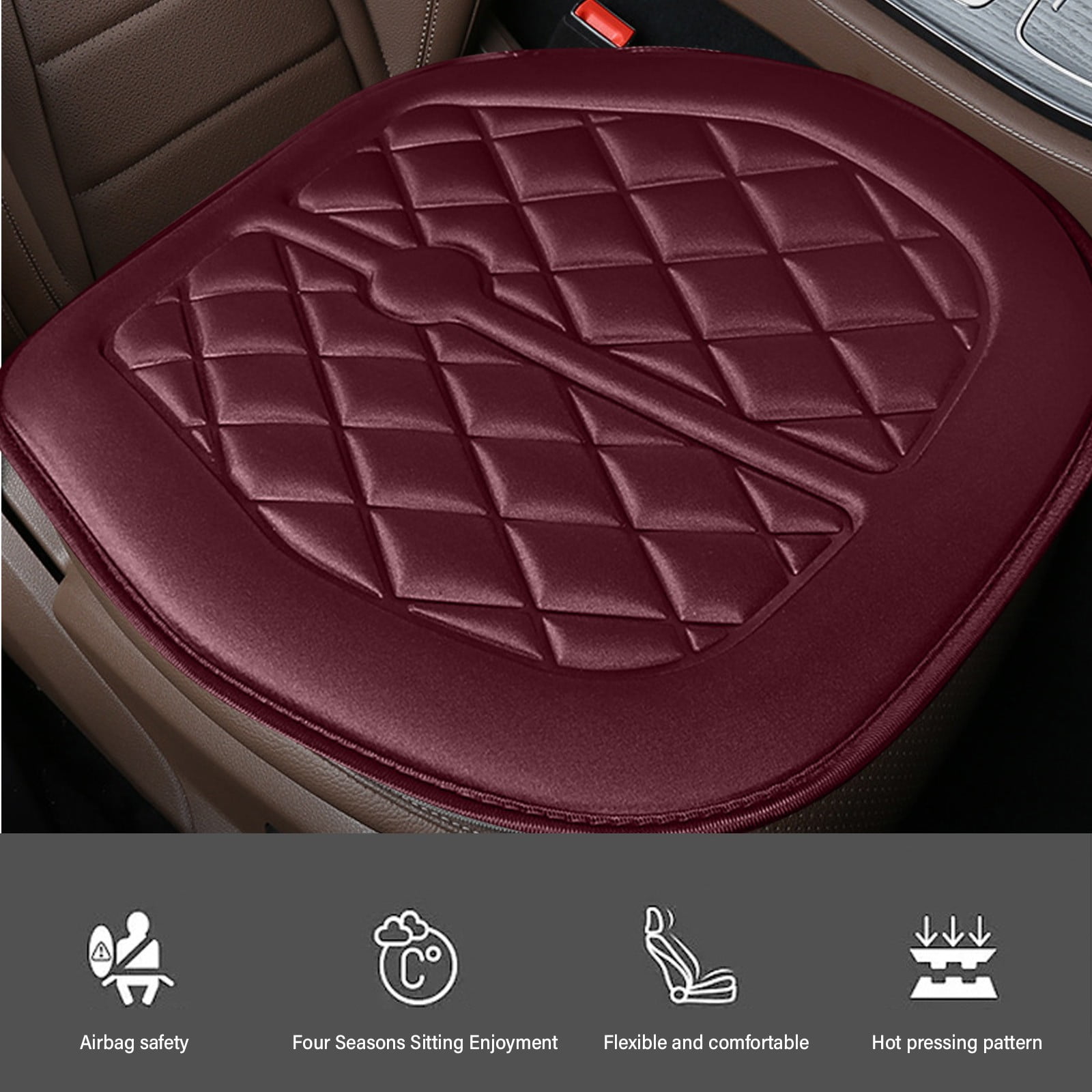 Car Seat Cushion, Driver Seat Cushion with Comfort Memory Foam & Non-Slip Rubber Bottom, Car Seat Pad Works with 95% of Vehicles and Office Chair or Home — image 3
