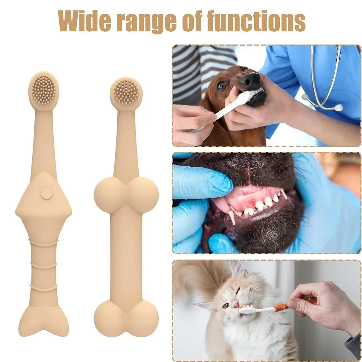2PCS Pet Toothbrush Double for Dogs Cats Puppies Oral Hygiene Teeth Cleaning - Green — image 5