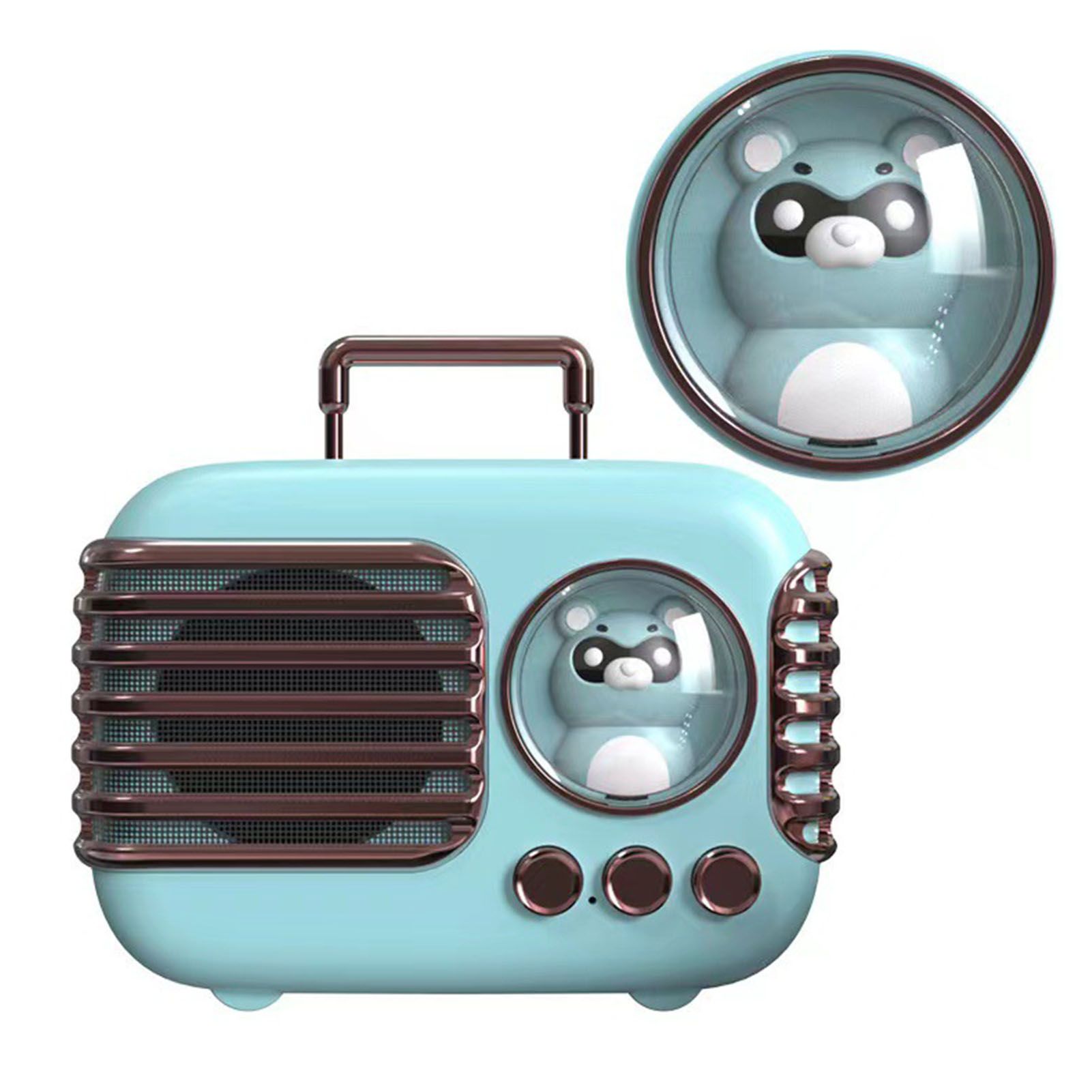 Cute Retro Bluetooth Speaker Mini Luggage Mini Speaker Creative Vintage Lovely Small Speaker Green โ image 5
