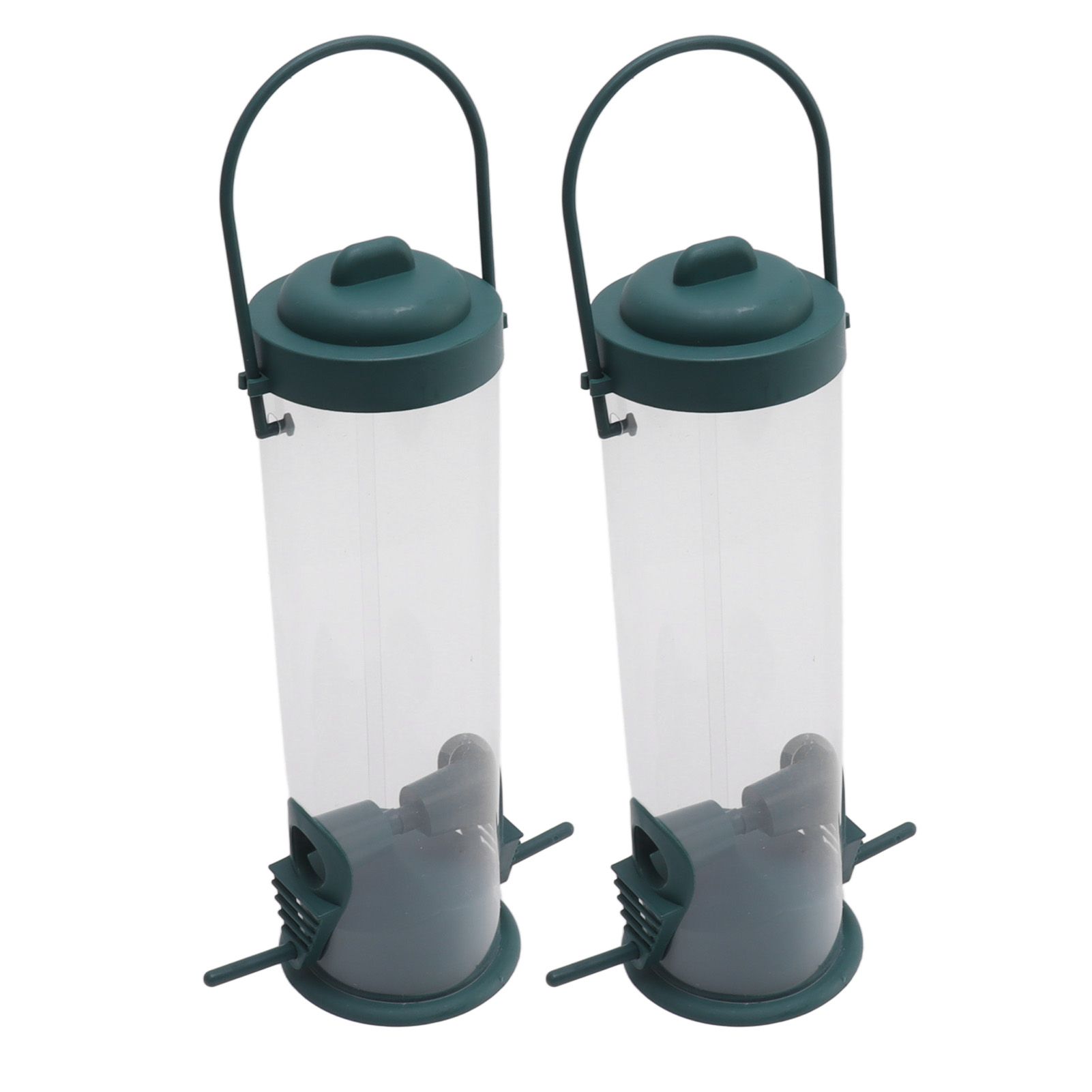 2 Set Bird Tube Feeder Plastic Transparent Hanging Finch Feeder Garden Decoration with 2 Vents 2 Ports — image 6