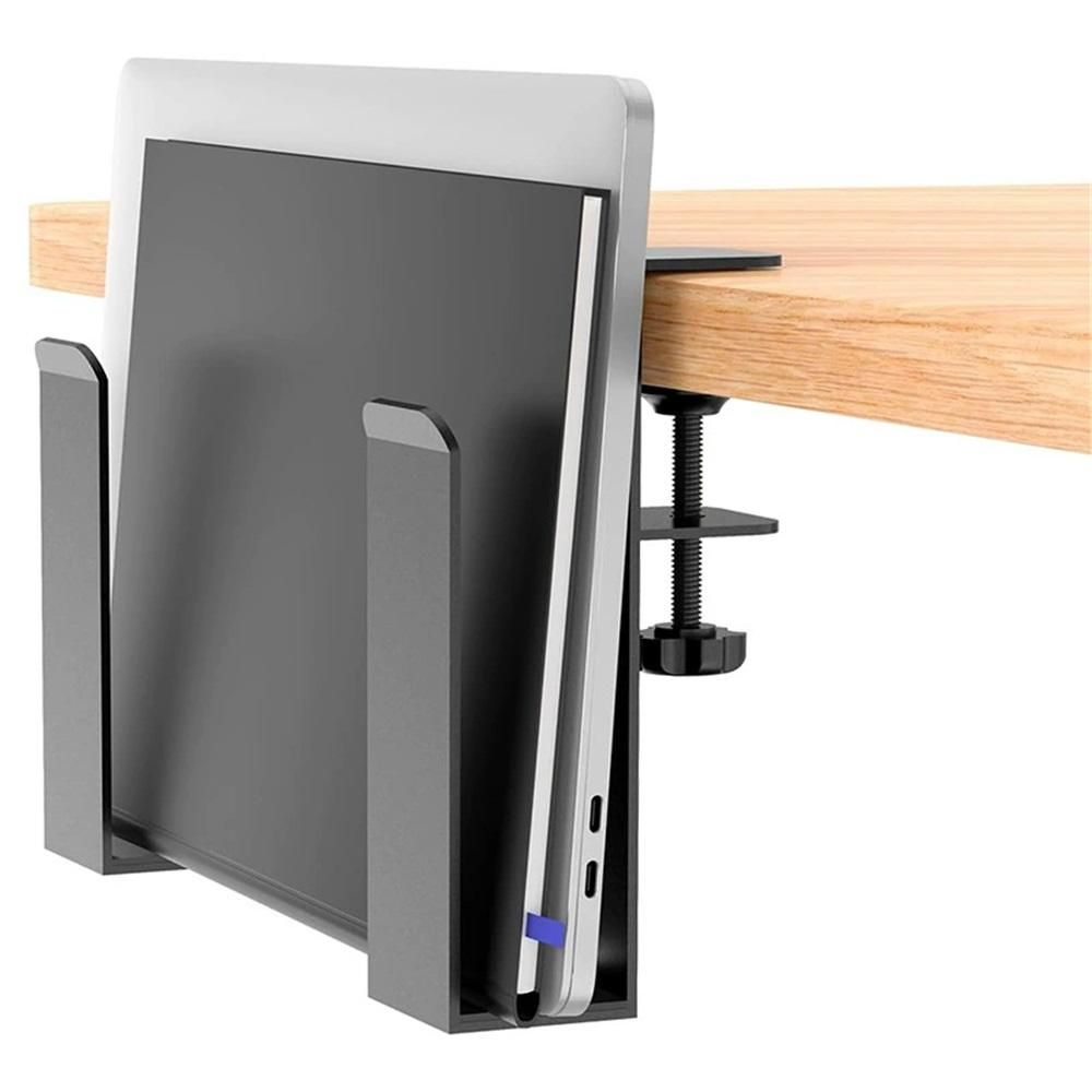 Adjustable Side Laptop Mount, No Drill Desk Storage Organizer, Stainless steel Hanging Notebooks Holder, Punch-Free Clamp, Documents With Anti-Scratch Silicone — image 2