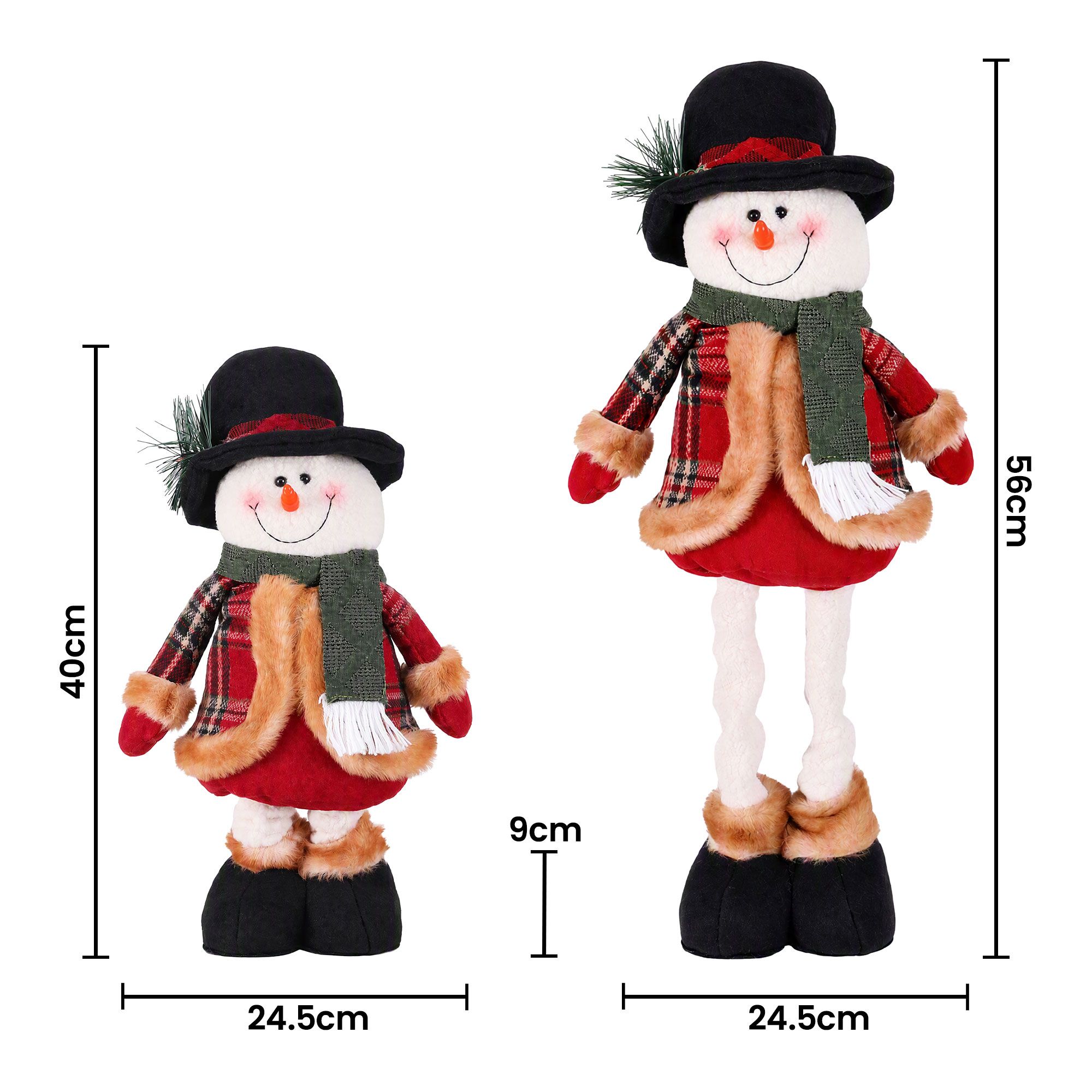 Jingle Jollys Christmas Snowman Ornament 40-56cm Telescopic Tabletop Decoration Doll, Adjustable Length For Tabletop, Window, Mantel, Indoor Holiday Decor — image 2