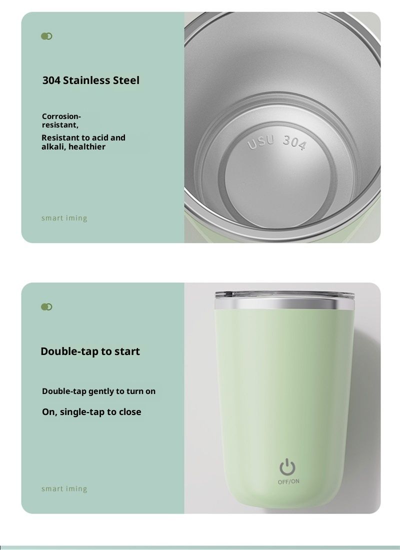 Self Stirring Mug, Electric Mixing Cup Magnetic Rechargeable Auto Mug Coffee Rotating Home Office Travel Suitable for Coffee/Milk/Cocoa (Green350ml) — image 5