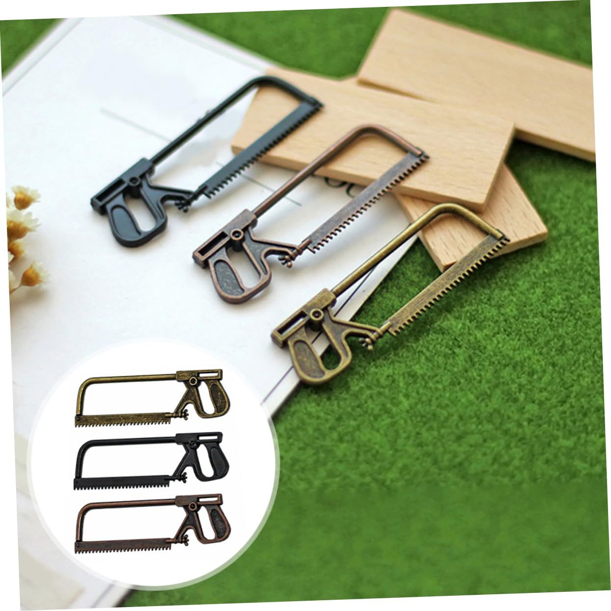 3pcs Mini Saw Model Fairy Garden Saws Toys Miniature Saws Decoration Mini Alloy Saw Models Miniature Scene Accessory Miniature โ image 2