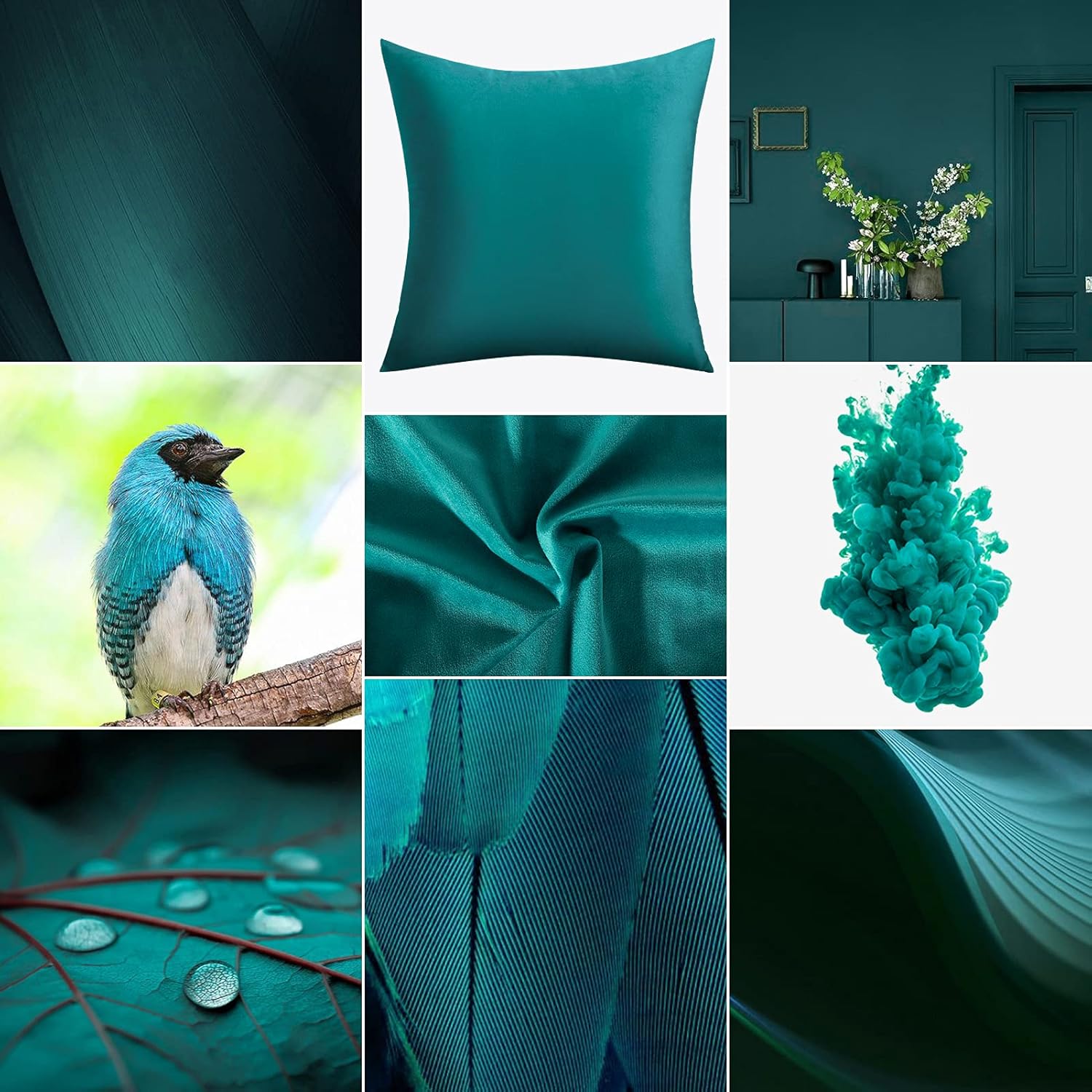 Not Fade Velvet Soft Solid Decorative Throw Pillow Covers Square Cushion Case for Sofa Bedroom Car 18 × 18 Inch 45 × 45 cm, Aqua Green — image 4