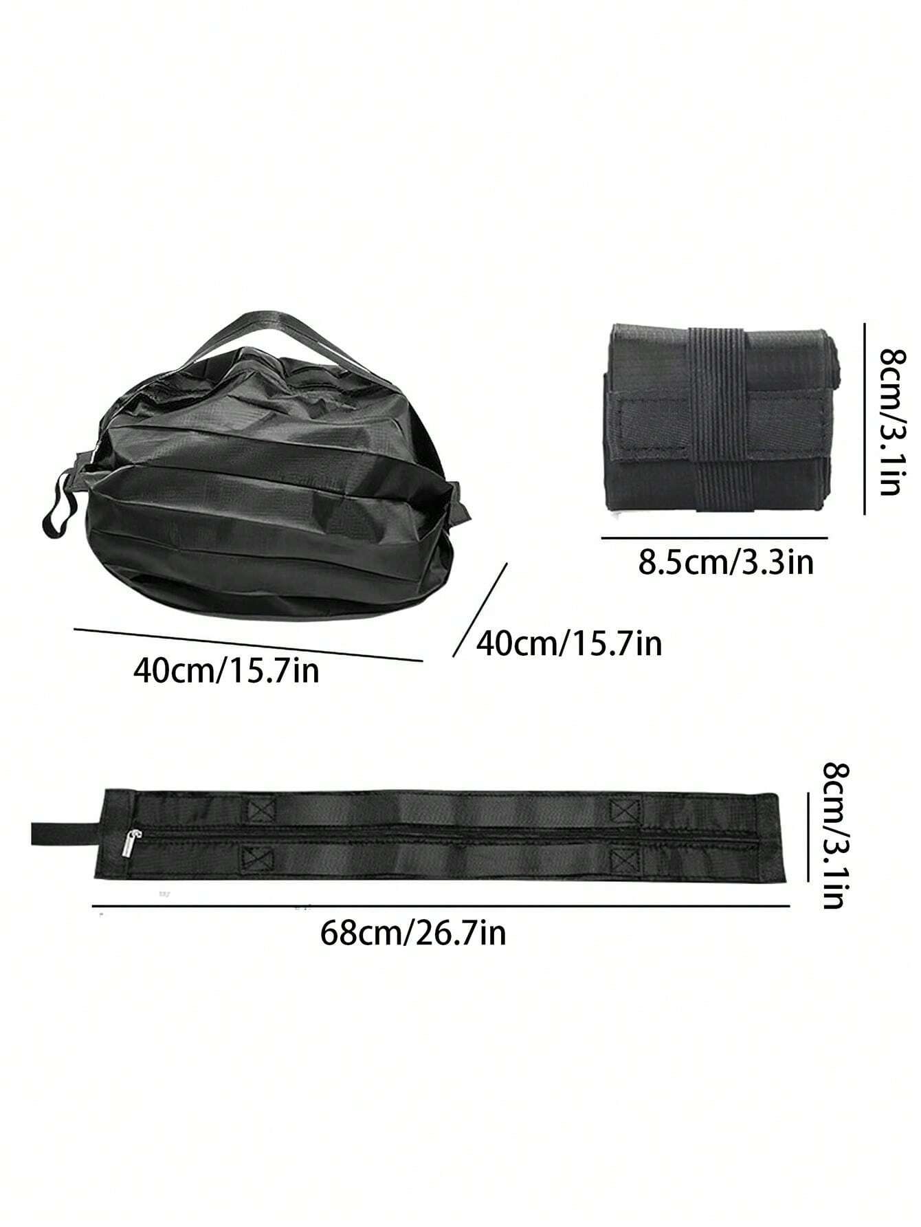 1PC Reusable Foldable Shopping Bag – Black Oxford Cloth Material, Travel Beach Tote, Supermarket Grocery Carry Bag, Compact and Durable — image 2