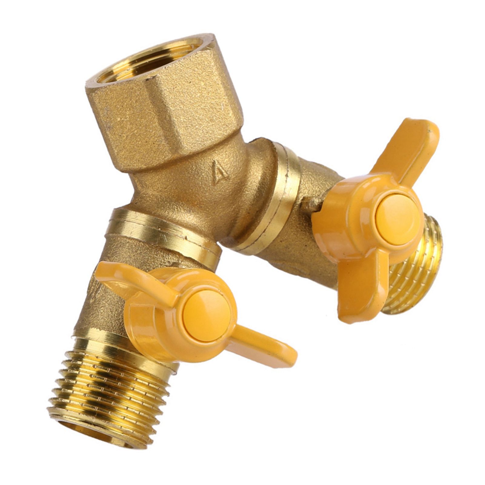 G1/2 Brass Garden Irrigation 2 Way Double Tap Hose Adapter Dual Faucet Connector β image 2